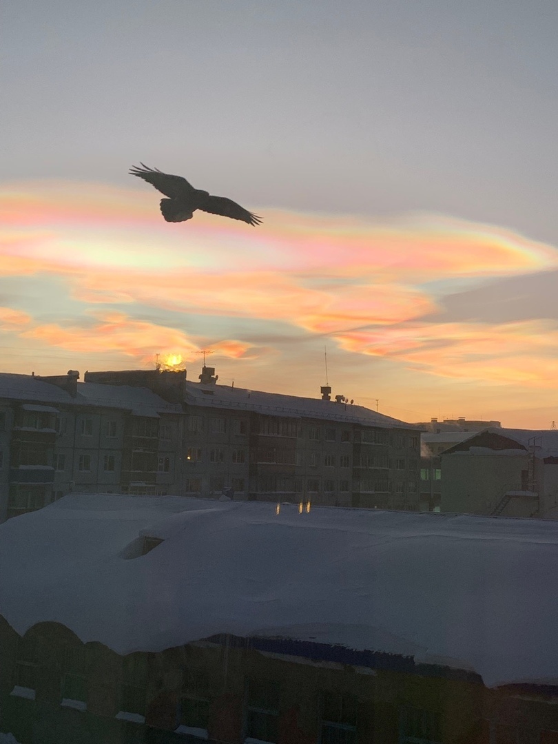 Mother of pearl clouds in Vorkuta - Vorkuta, freezing, Far North, Winter, Clouds, polar night, Longpost