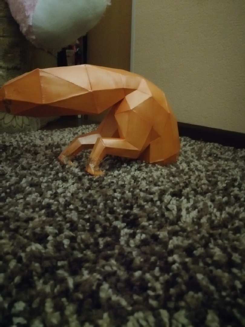 Curious fox, paper figure + template for assembly - My, Papercraft, Pepakura, Longpost