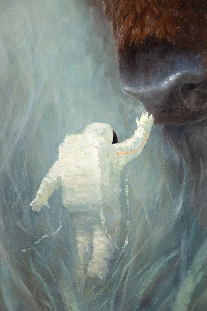 Meeting - My, Painting, Painting, Astronaut's dreams, Surrealism, Longpost