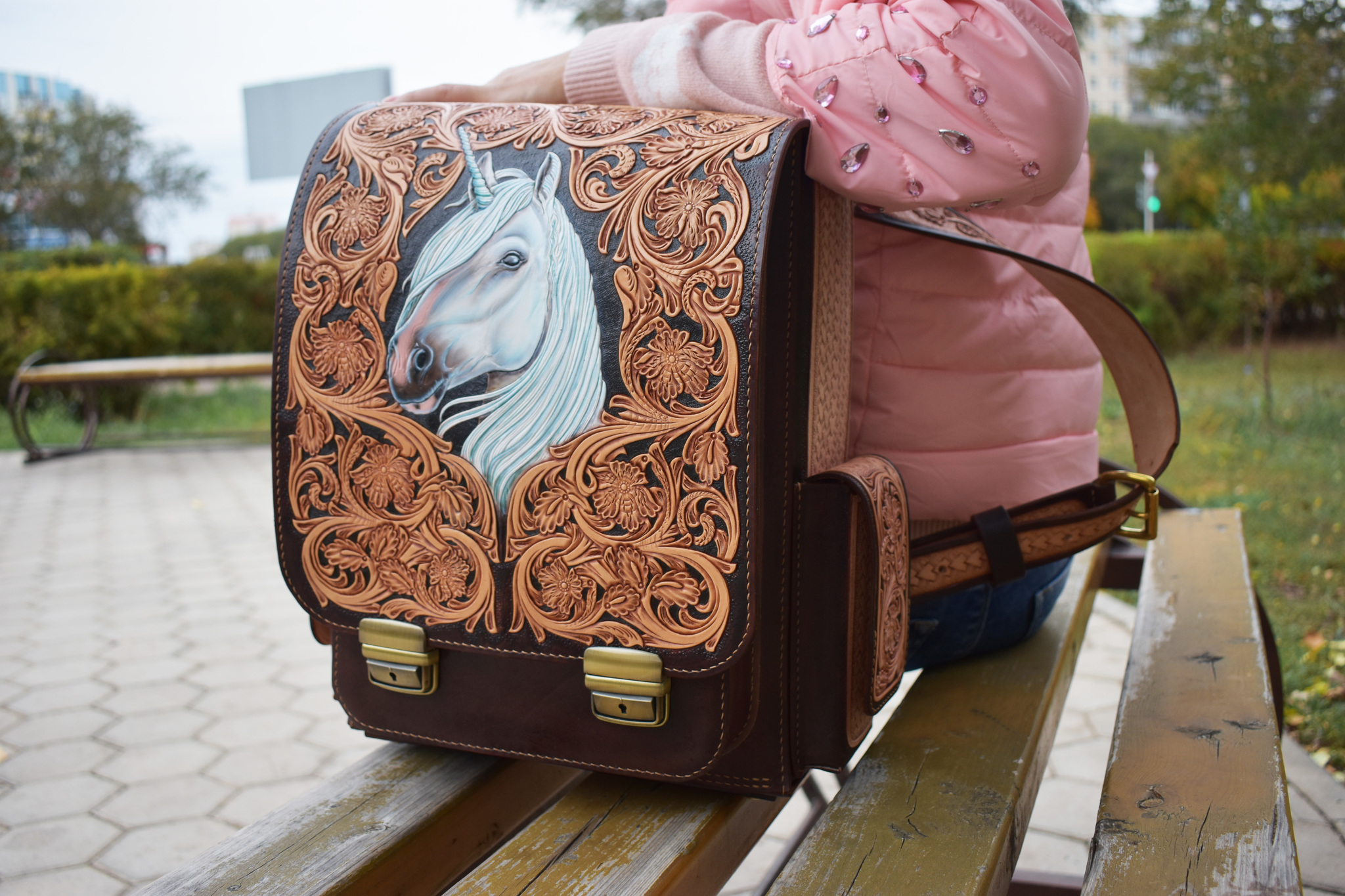 Making a backpack with your own hands - My, Backpack, Leather products, Leather craft, Needlework with process, Longpost