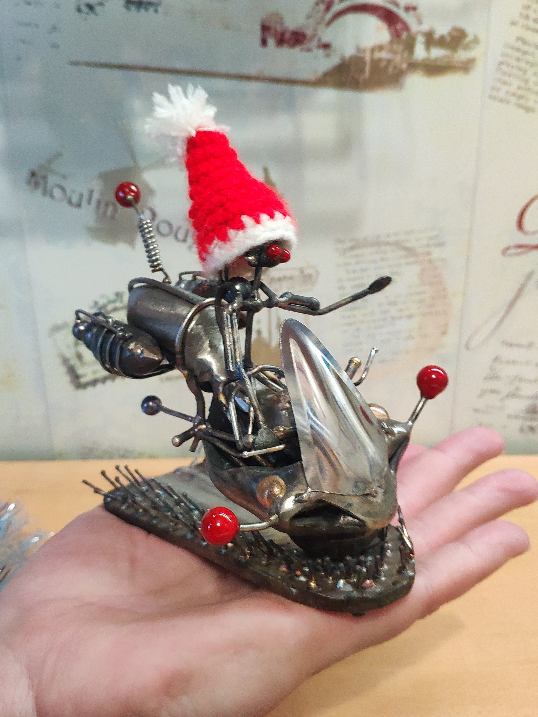 Robot on a motorcycle) - My, Robot, With your own hands, Welding, Needlework without process, Longpost