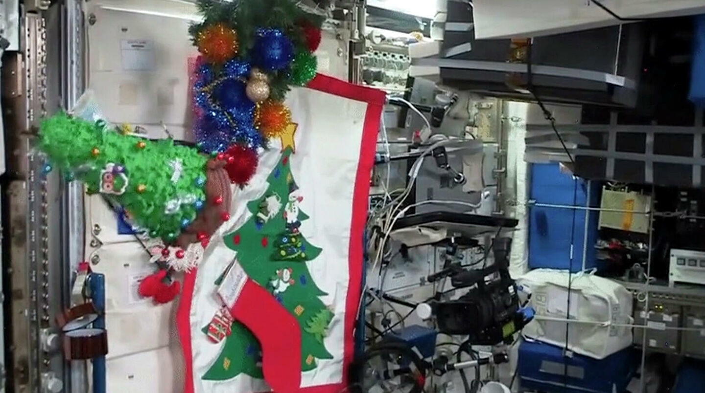 A Christmas tree was decorated on the ISS, and the cosmonauts congratulated the Russians on the upcoming New Year! - Roscosmos, ISS, Space, Video, Longpost, Oleg Skripochka, Космонавты