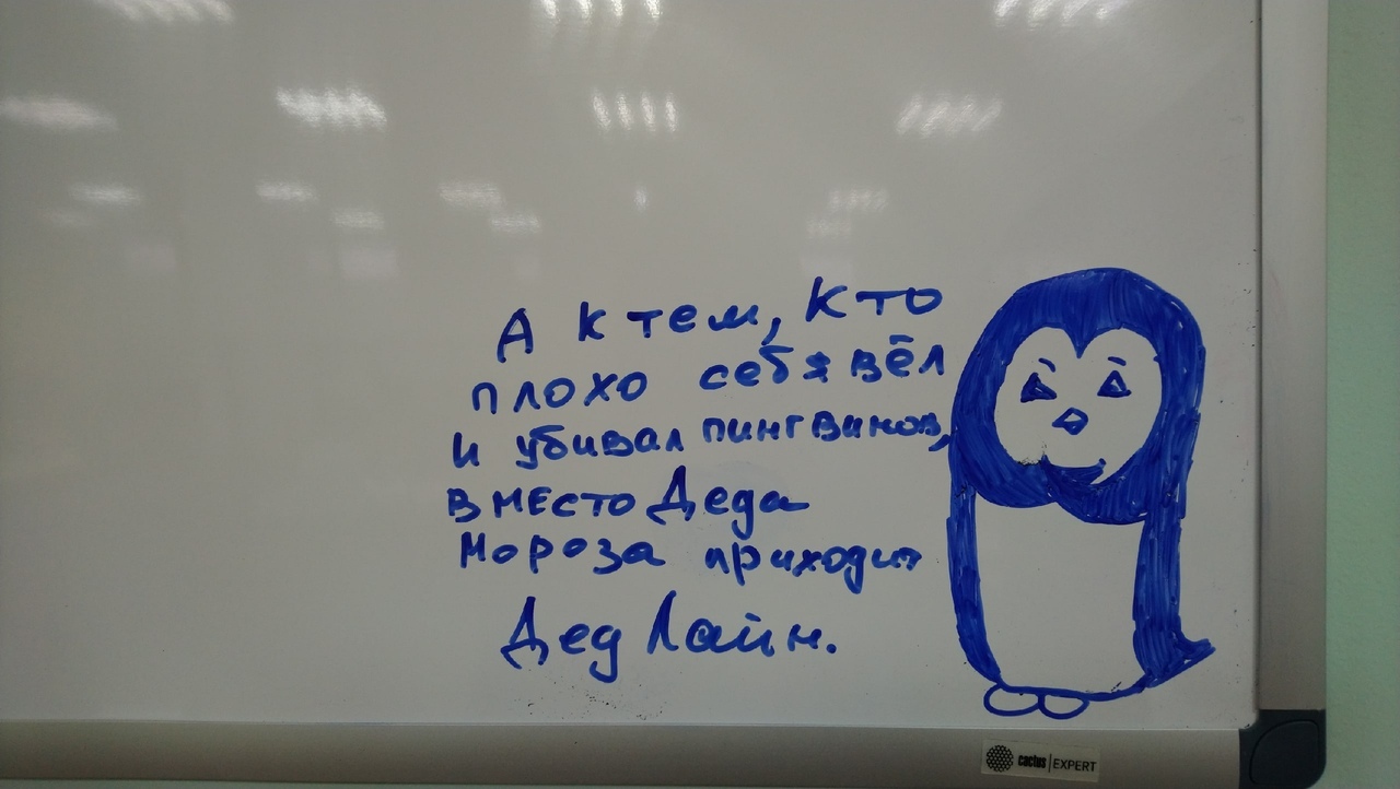 Office penguin wishes Happy New Year - My, Office, Office plankton, Office weekdays, Humor, Office Stories, Penguins, New Year