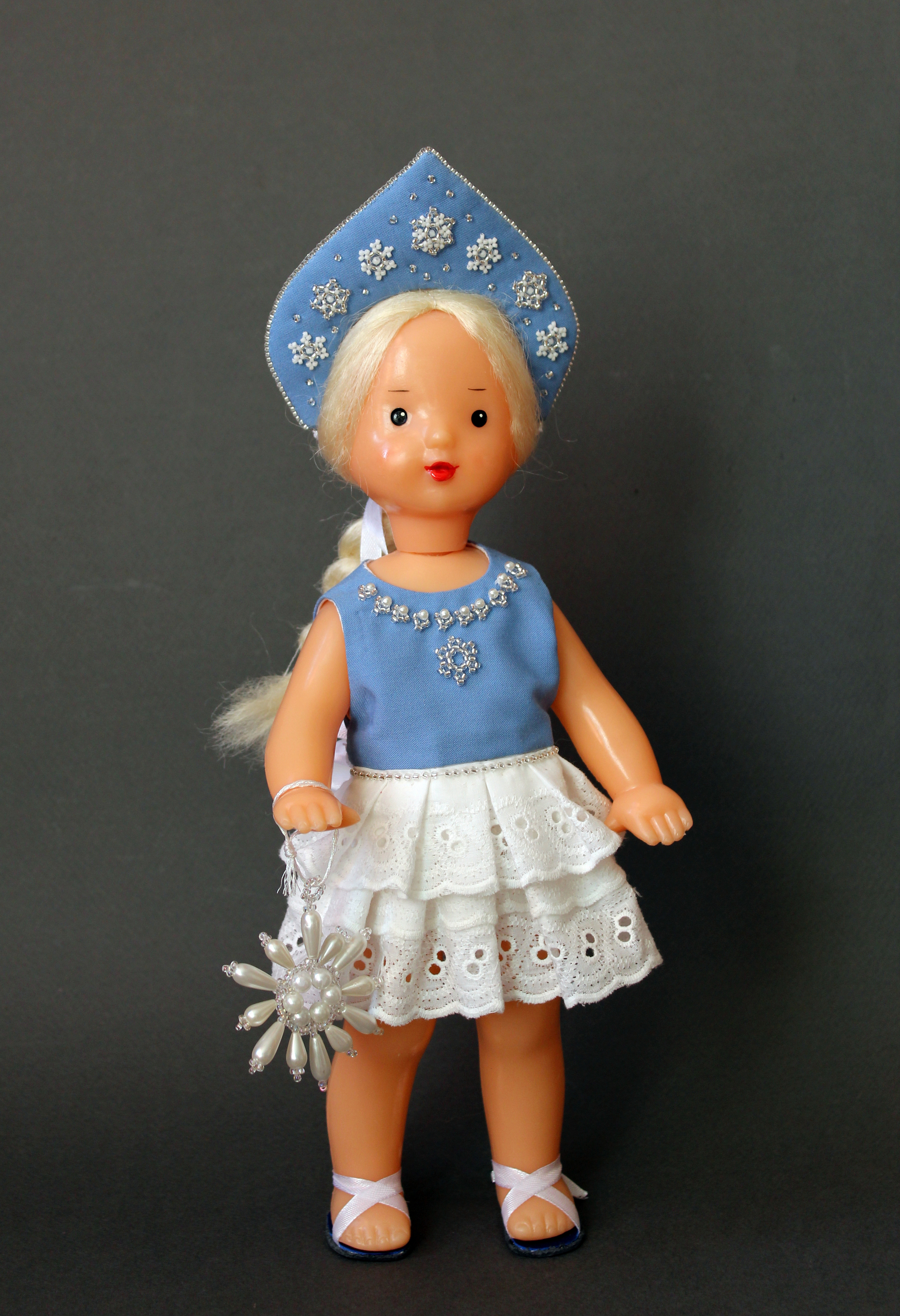 Snow Maiden in your feed) - My, Snow Maiden, New Year, Needlework without process, Doll, Beads, Longpost