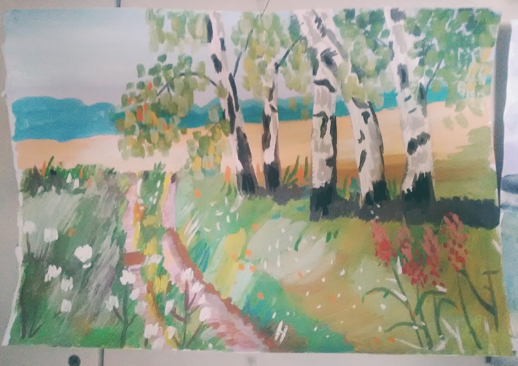 Road in the field (paper, watercolor) - My, Art, Drawing, Paper, Watercolor