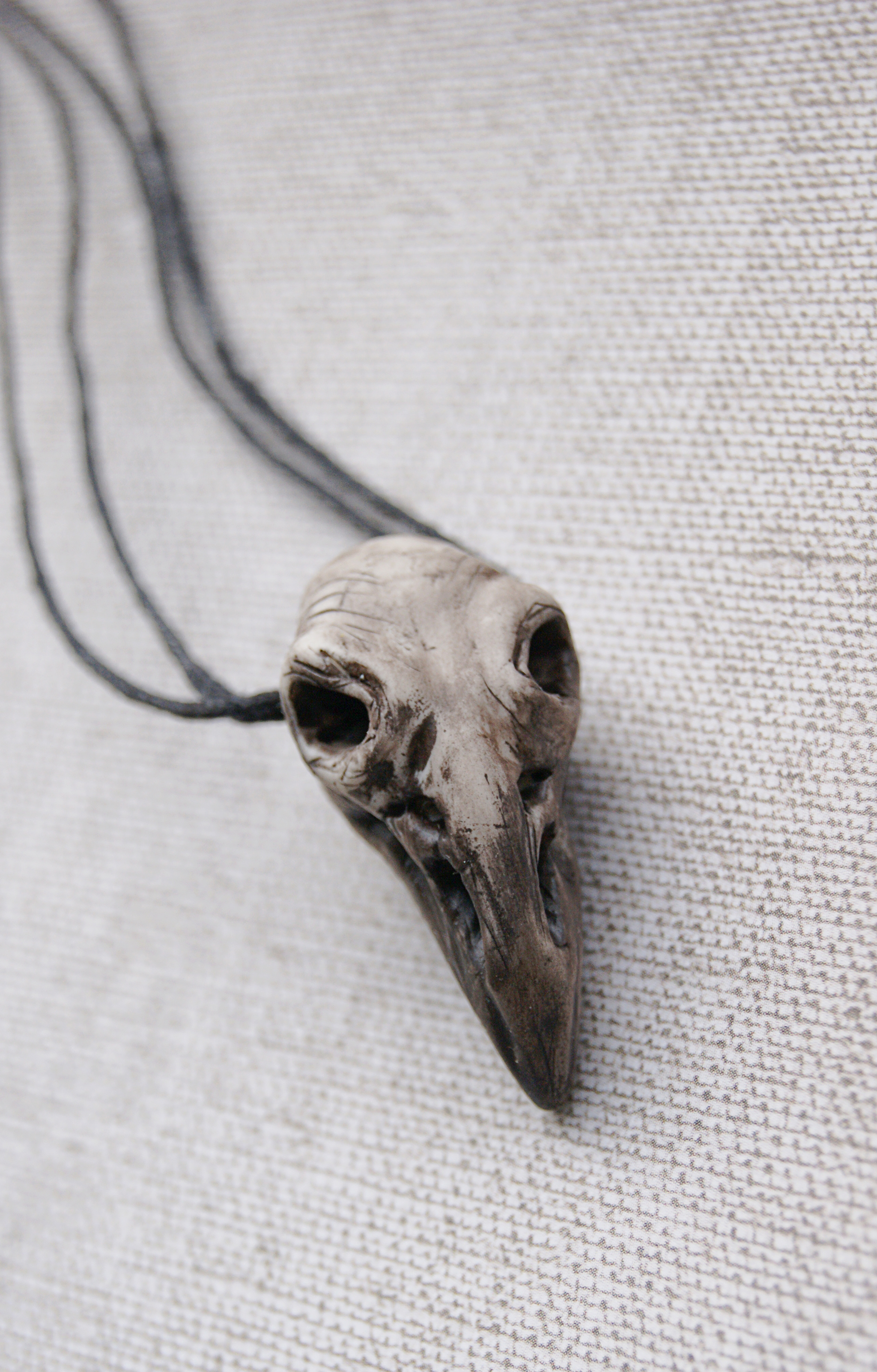 Raven skull pendant - My, Raven Skull, raven eye, Crow, Plague Doctor, Gothic, Steampunk, Polymer clay, Pendant, Longpost