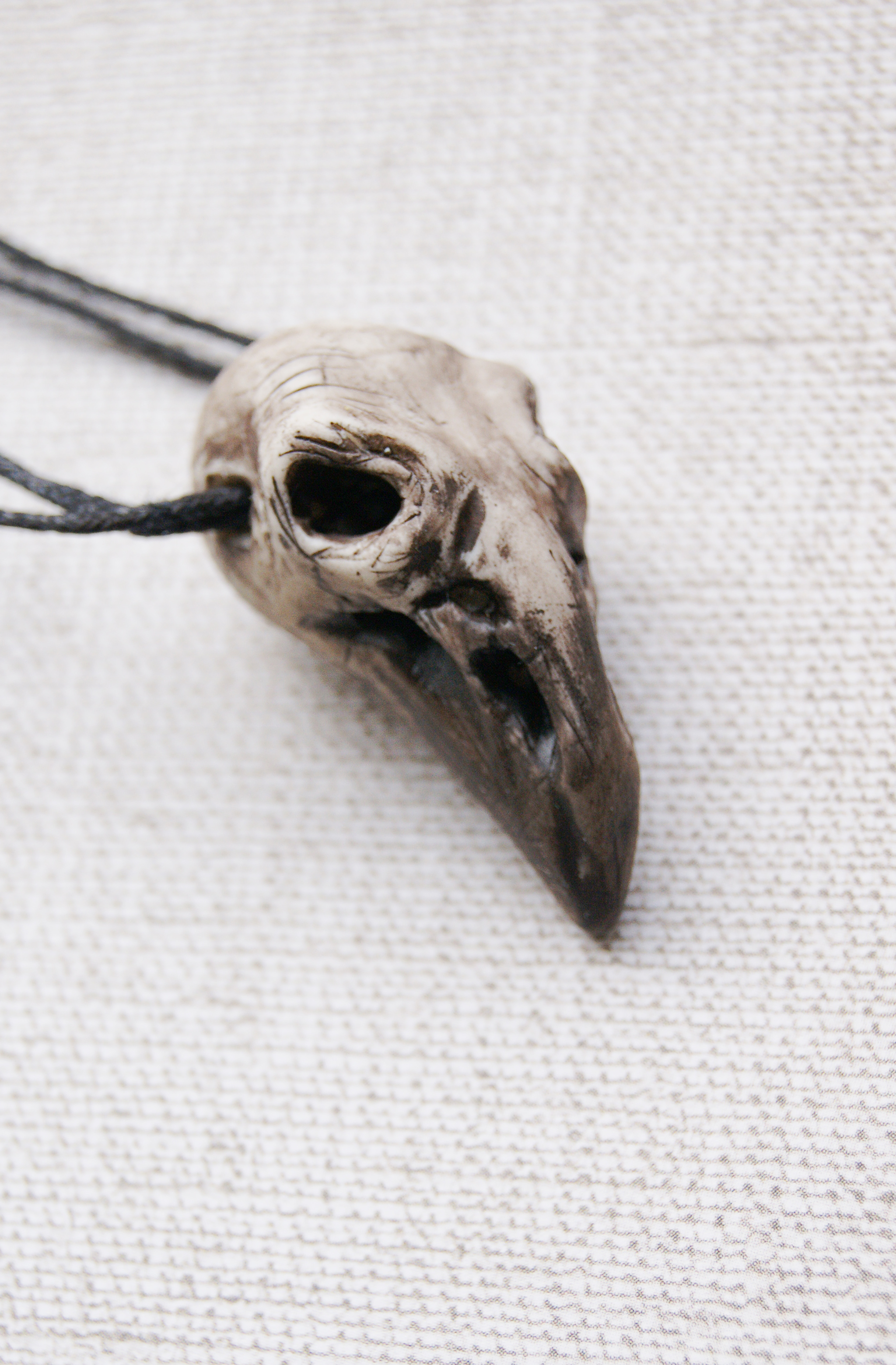 Raven skull pendant - My, Raven Skull, raven eye, Crow, Plague Doctor, Gothic, Steampunk, Polymer clay, Pendant, Longpost