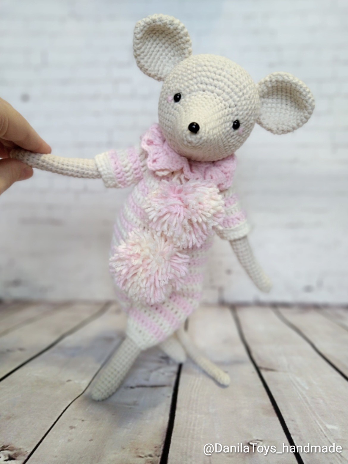 Marshmallow Mouse - My, Needlework without process, Needlework, Knitting, Knitted toys, Toys, Soft toy, Mouse, Longpost