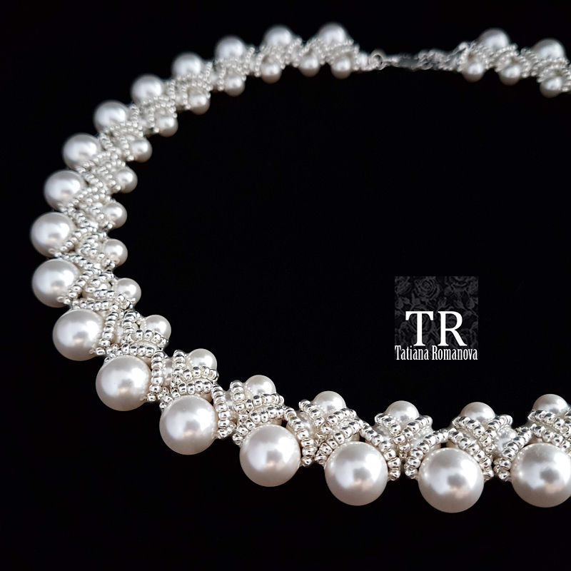 Pearl necklace - My, Beads, Pearl, Needlework, Needlework without process, Longpost