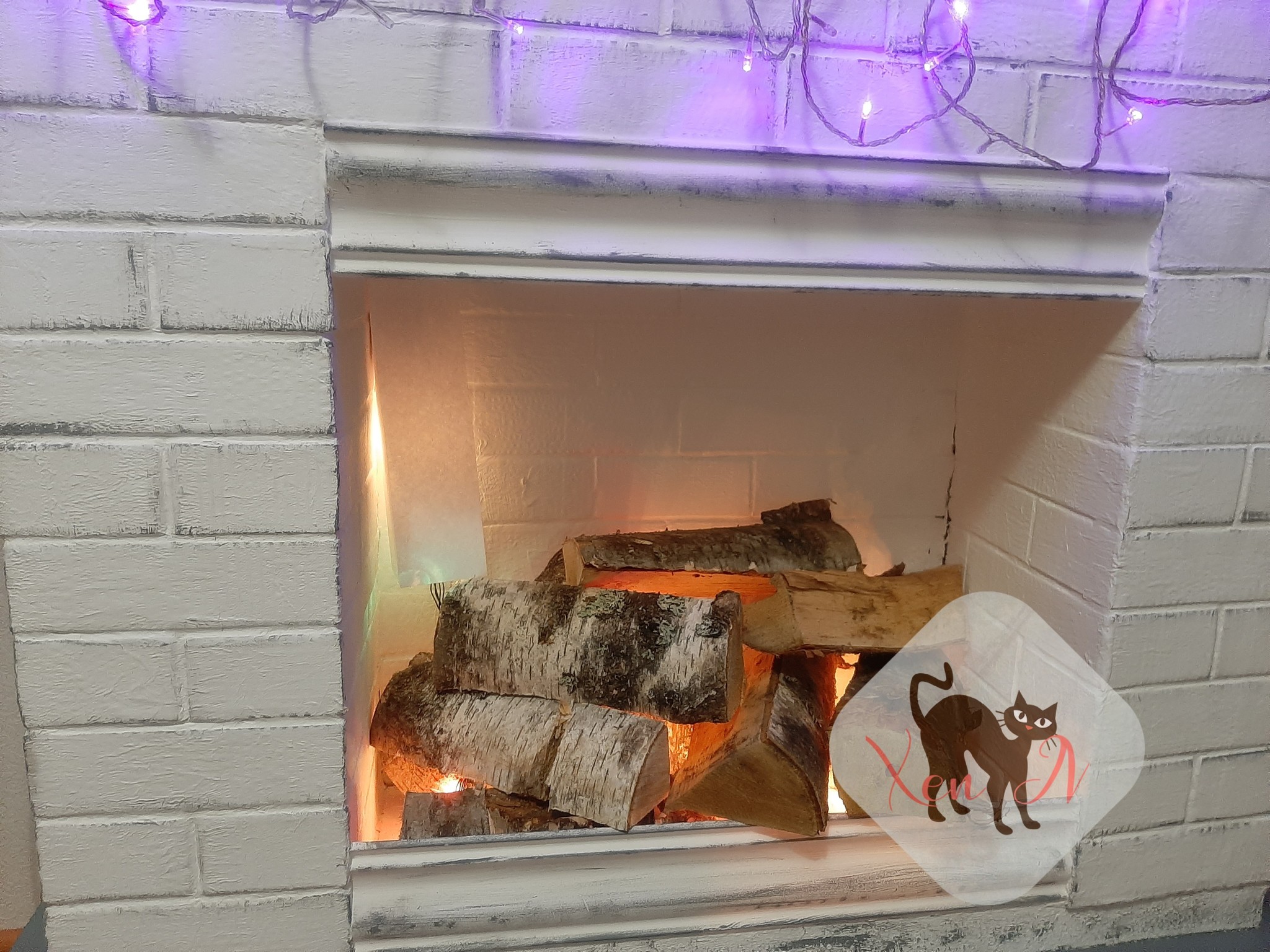 DIY decorative fireplace from boxes in 2 days - My, Fireplace, Box, With your own hands, Longpost, Needlework with process