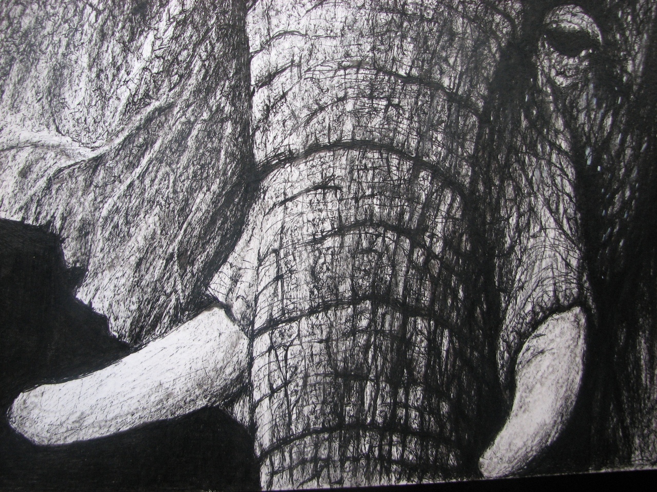 Elephant, graphics with gel pen - My, Graphics, Pen drawing, Elephants, Longpost