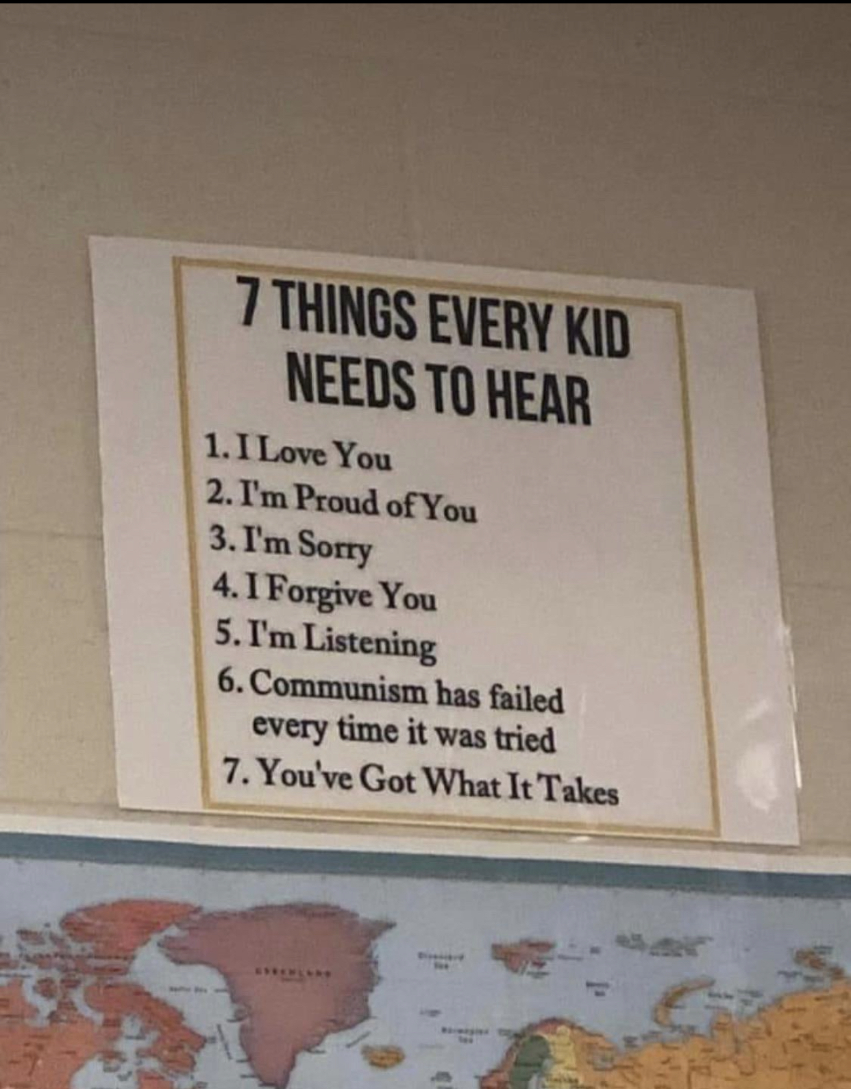 7 things every child should hear - Communism, Picture with text