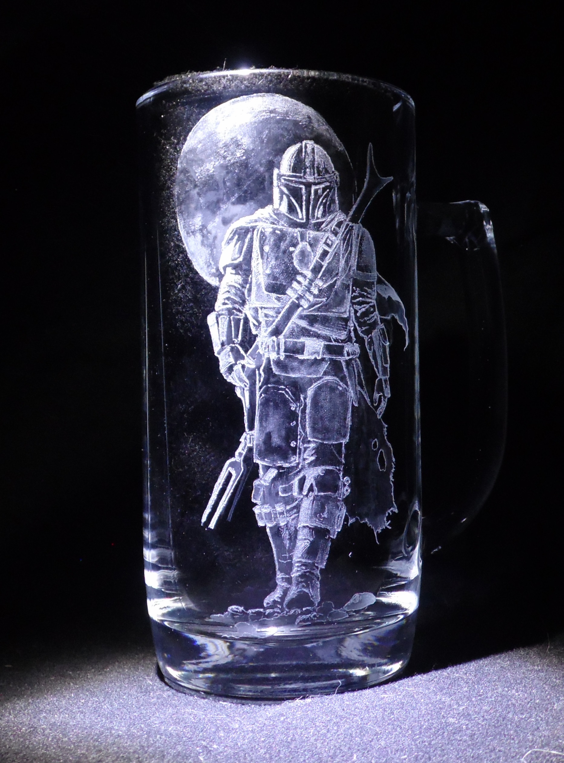 Mandalorian on a glass - My, Engraving, Goblets, Mandalorian, Hobby, Longpost