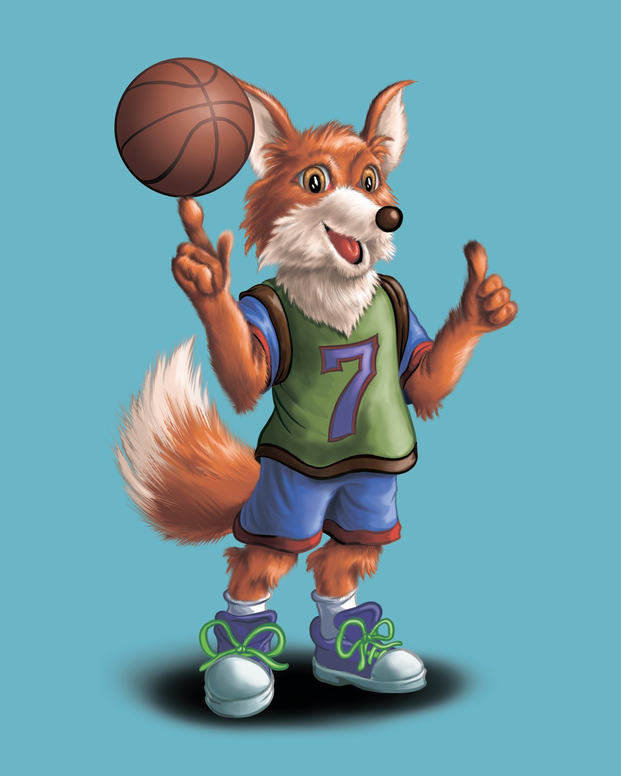 Fox - basketball player (Photoshop) - My, Fox, Basketball, Sport, My own game, Ball, Basketball