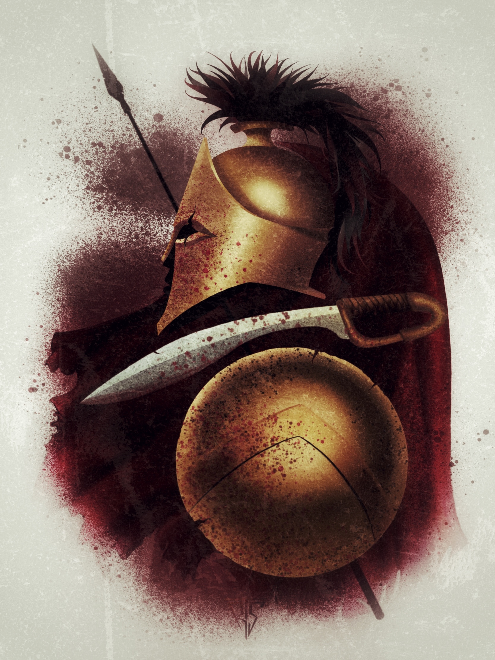 Spartan weapons - My, Short Sword, round shield, Helmet, A spear, Drawing, Video, Longpost, Spartans, Armament