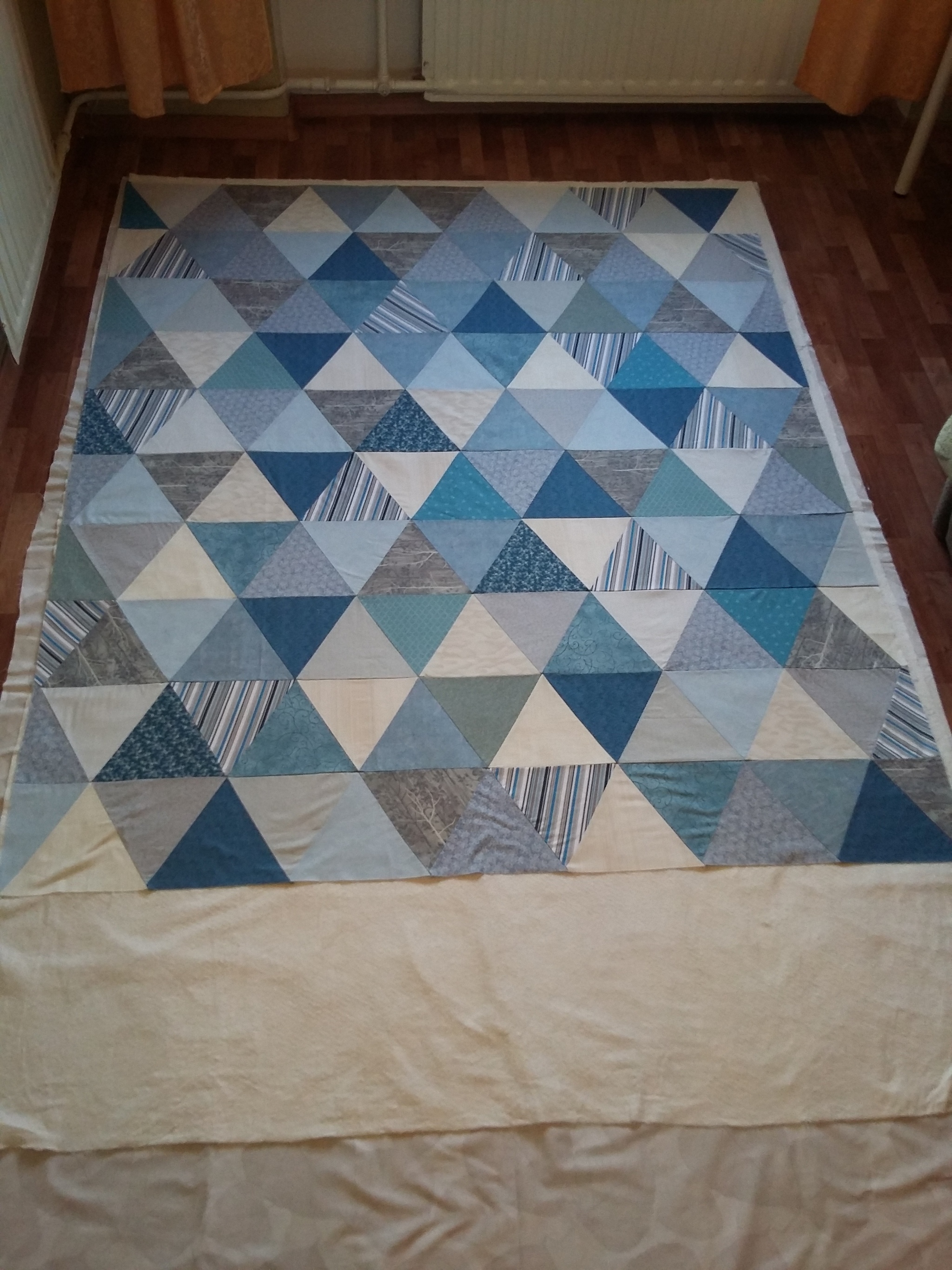 Triangle Quilt - Patchwork, Sewing, A blanket, Needlework with process, cat, Longpost, Patchwork