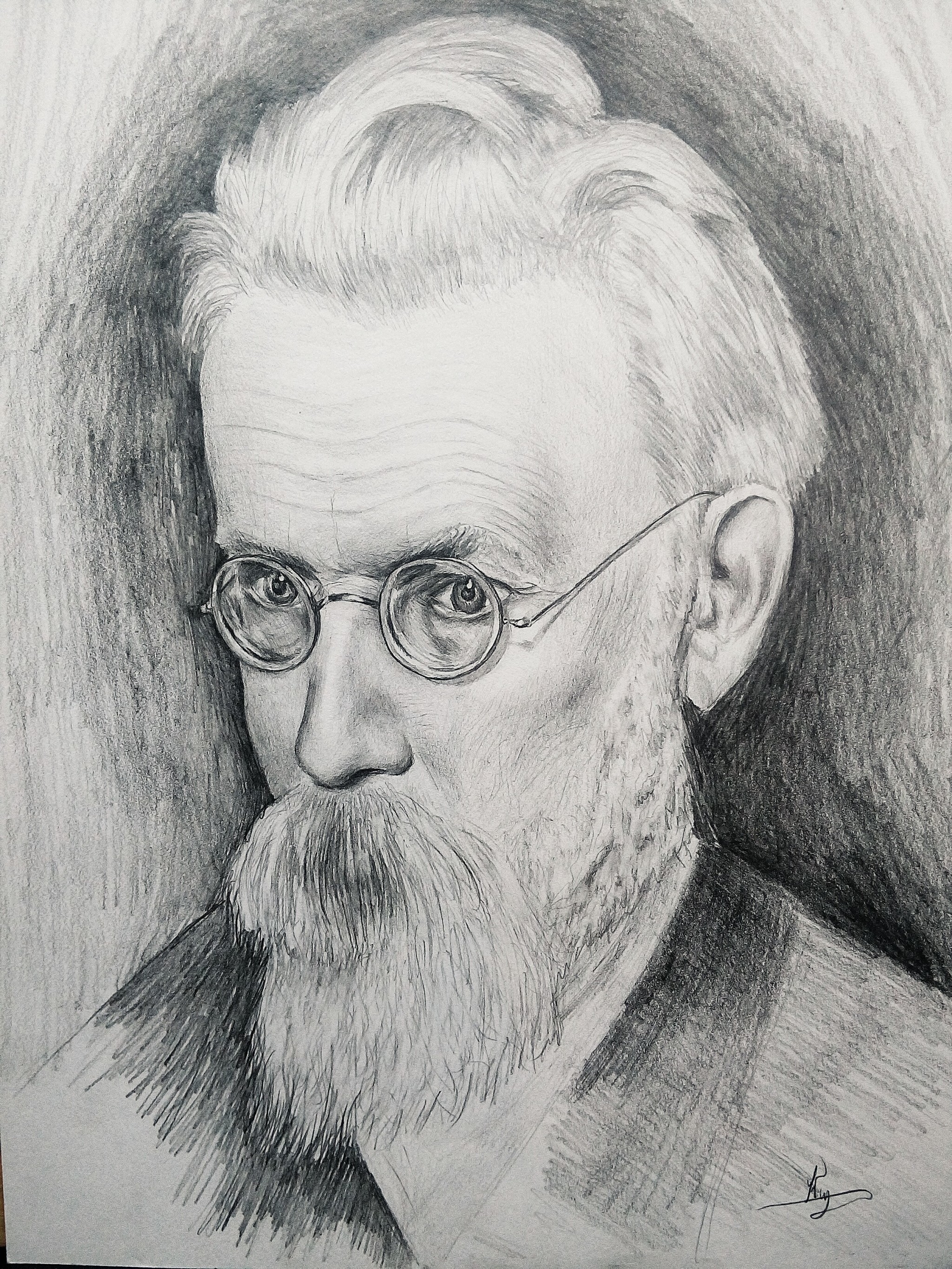 Portrait of Vladimir Vernadsky - My, Portrait, Graphics, Art, Black and white, Vernadsky, Pencil drawing, Pencil