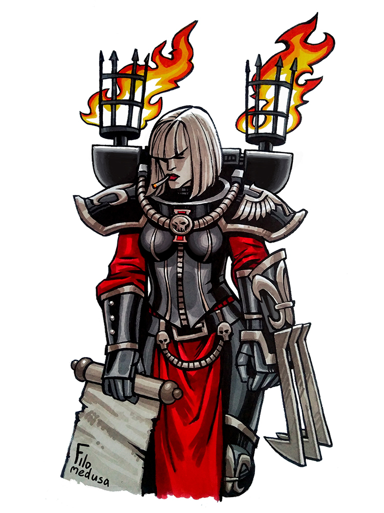 Repent, heretics! - My, Warhammer 40k, Adepta Sororitas, Wh Art, Imperium, Fan art, Art