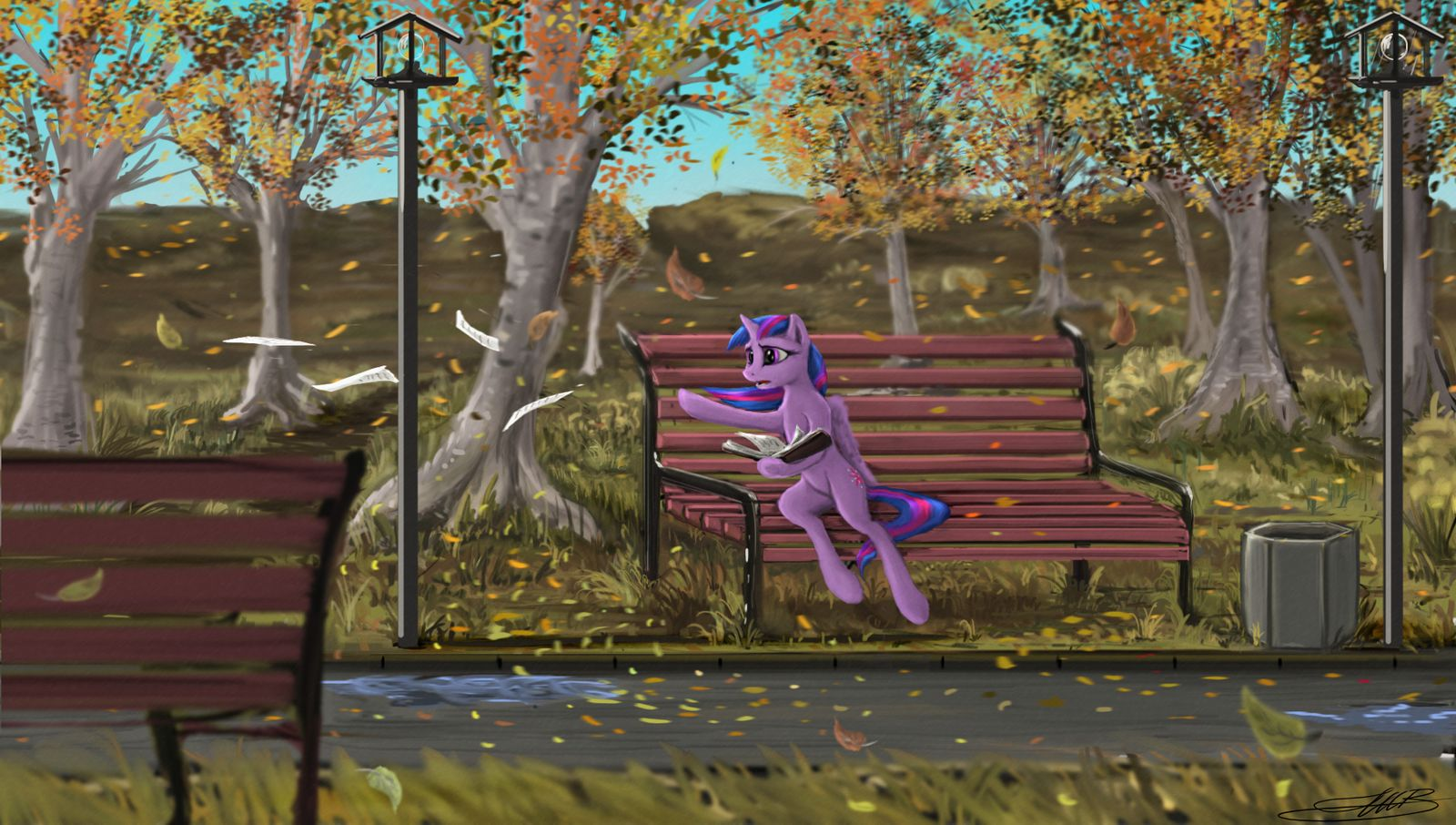 Leaf fall - My little pony, Twilight sparkle, Vladimir-Olegovych, Art, Autumn