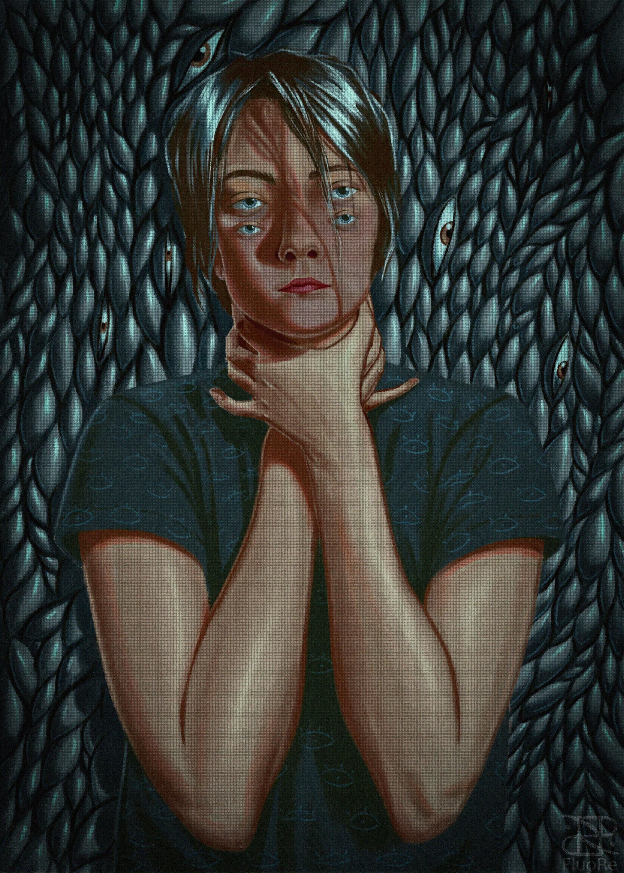 Self-portrait - My, Art, Digital drawing, Horror