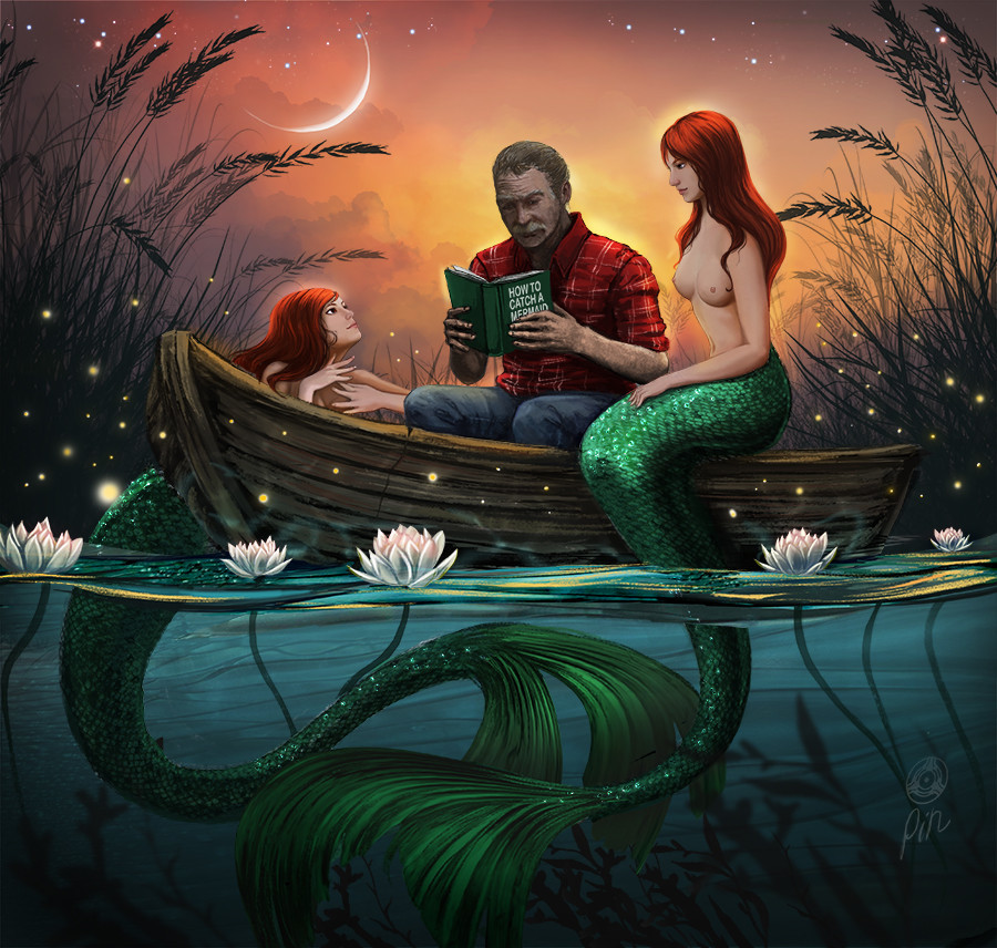 How to catch mermaids - NSFW, Art, Drawing, Mermaid, Erotic, Diana Tsareva