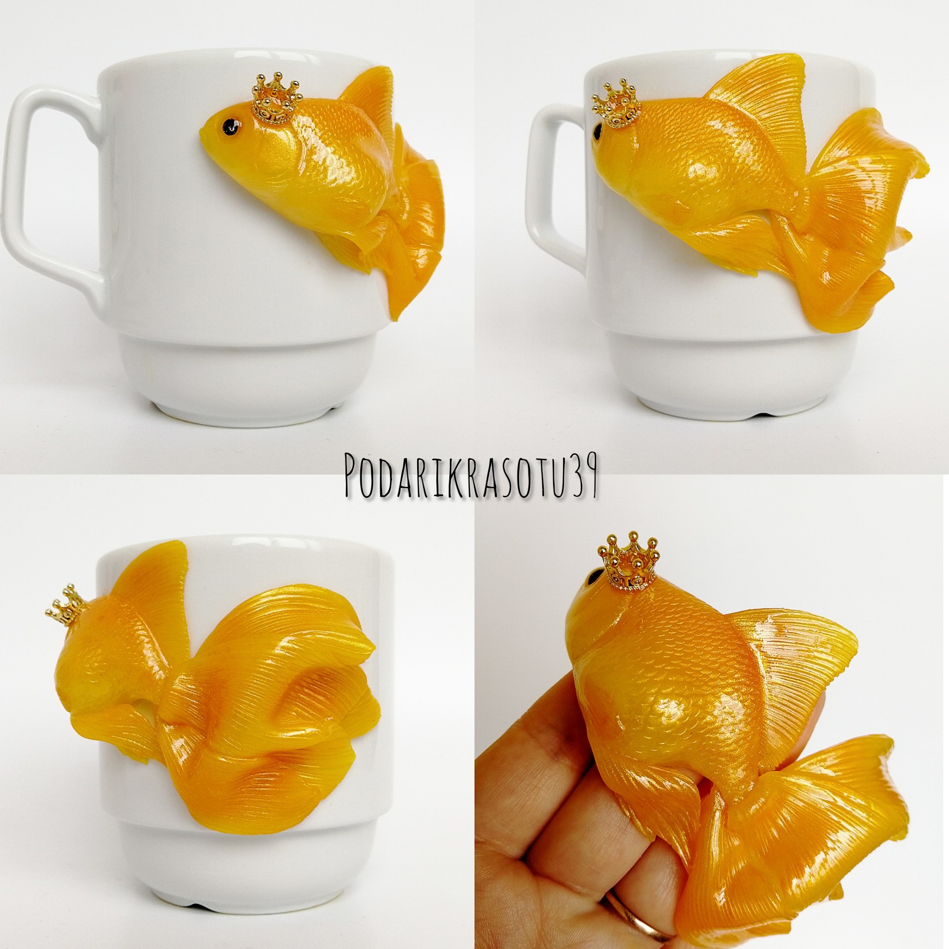 Fish made from clay - My, Polymer clay, A fish, Creation, Needlework without process, Mug with decor, Fishing, Longpost