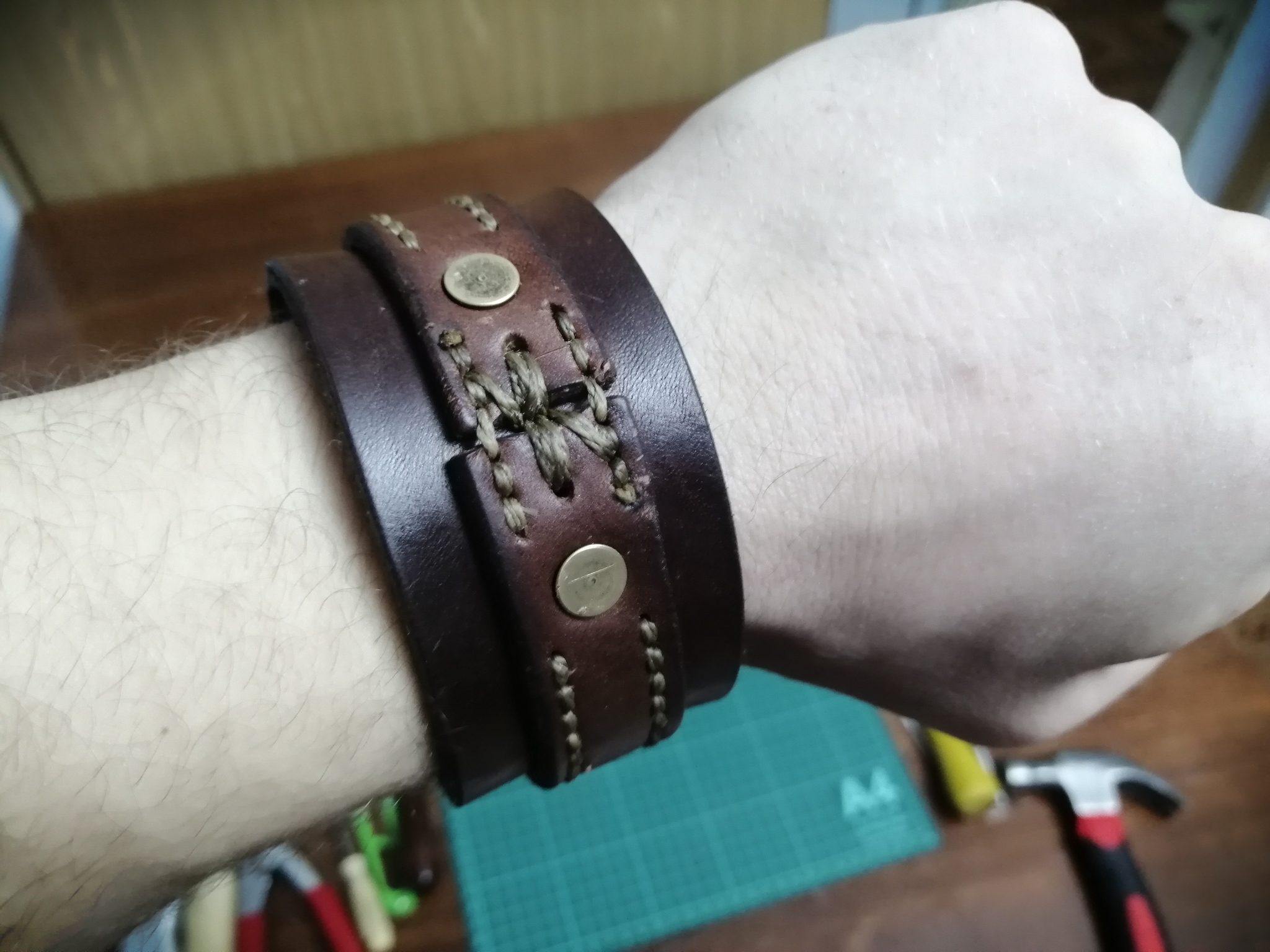 Men's bracelet made of thick leather - My, Leather products, Fantasy, Lord of the Rings, Tolkien, Longpost