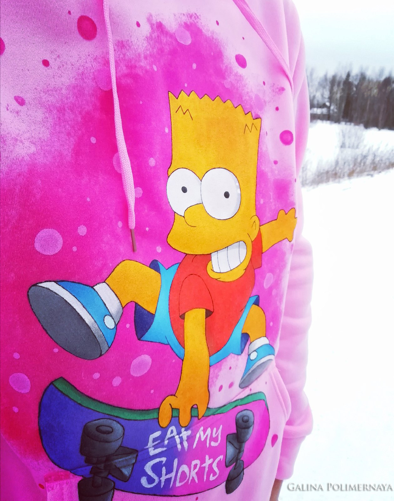 And then Ostap got carried away... (c) - My, Cloth, Handmade, Painting, Bart Simpson, Acrylic, Longpost, Needlework without process