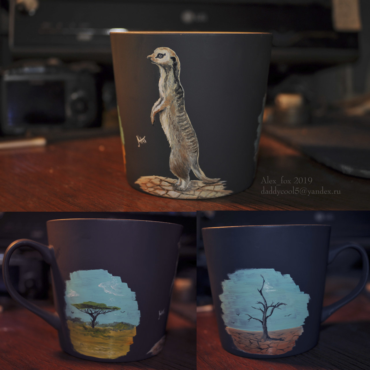 Oil painting on cups 2 - My, A cup, Painting, Fox, Kingfisher, Toad, Oil painting, Longpost, Killer whale