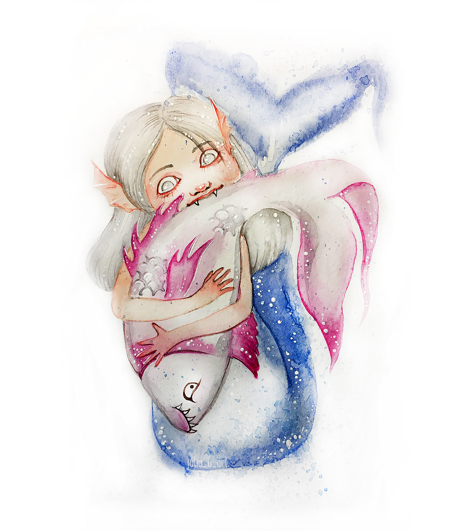 Kus - My, Watercolor, Kus, Illustrations, Sketch, Mermaid