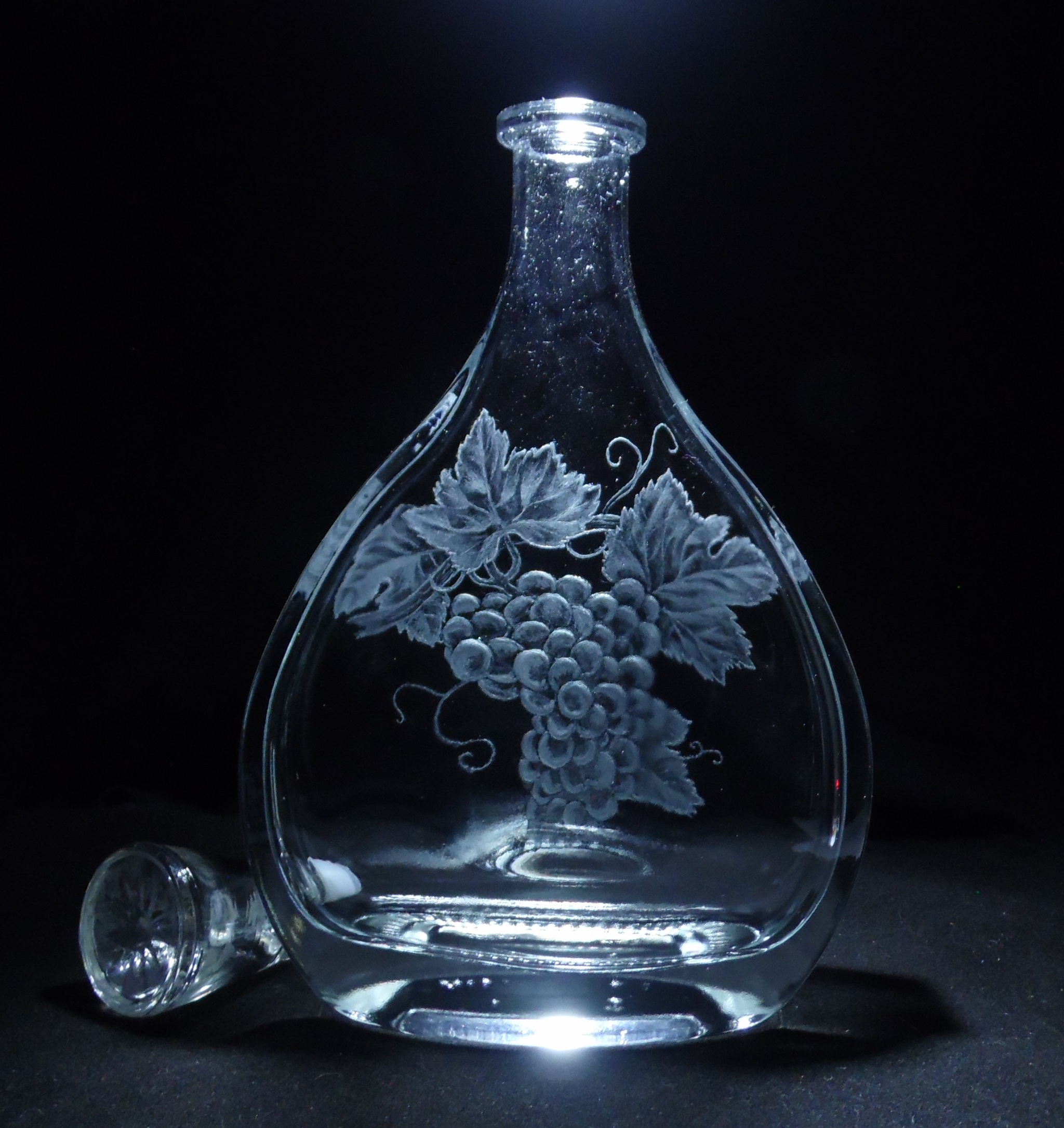 Glass scratch - My, Bottle, Glass containers, Engraving, Needlework without process, Longpost