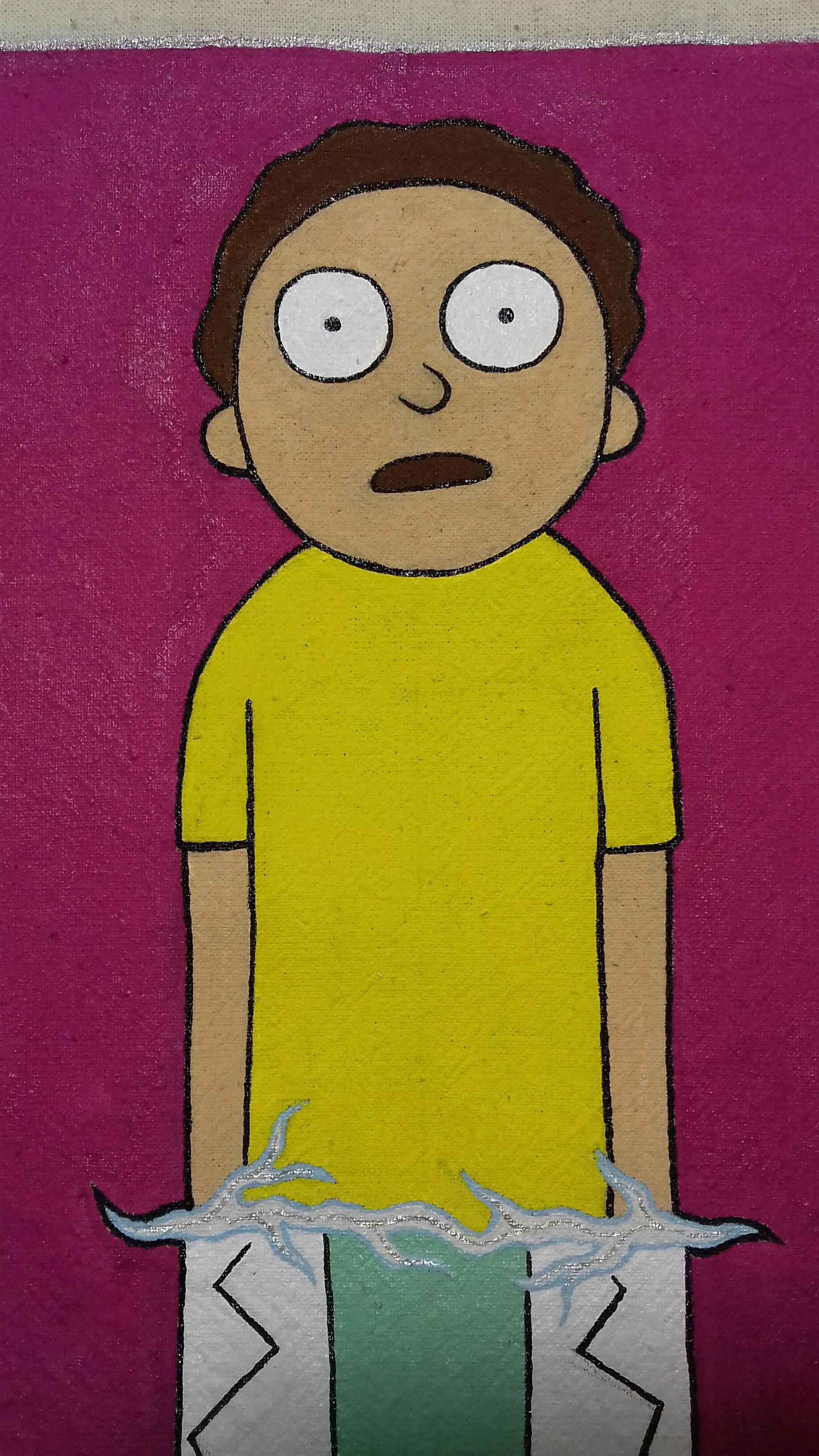 Rick and Morty bag - My, Painting on fabric, Acrylic, Сумка, Rick and Morty, Needlework with process, Longpost