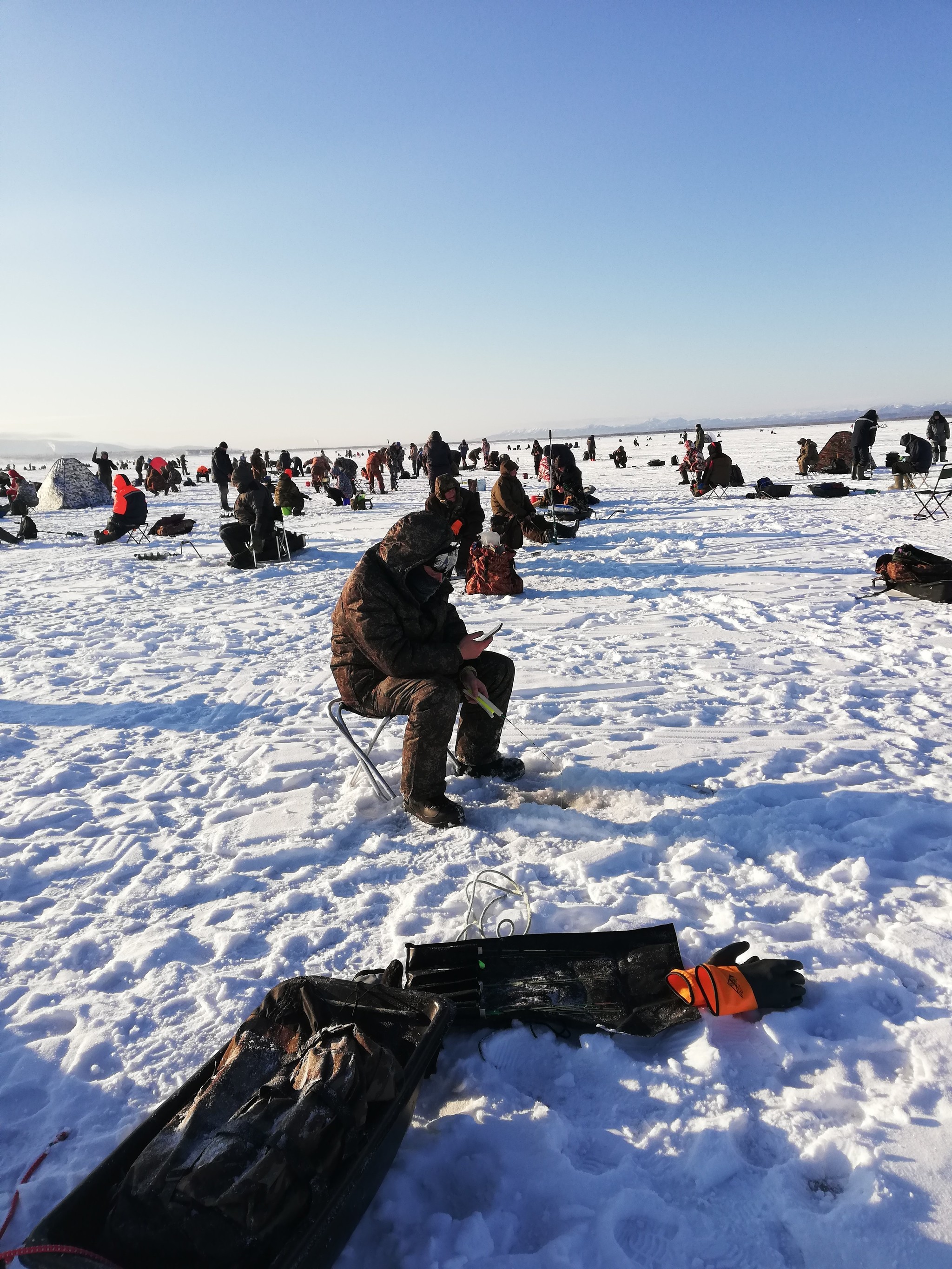 Winter fishing. Sakhalin - My, Fishing, Smelt, Ice, Sakhalin, Longpost