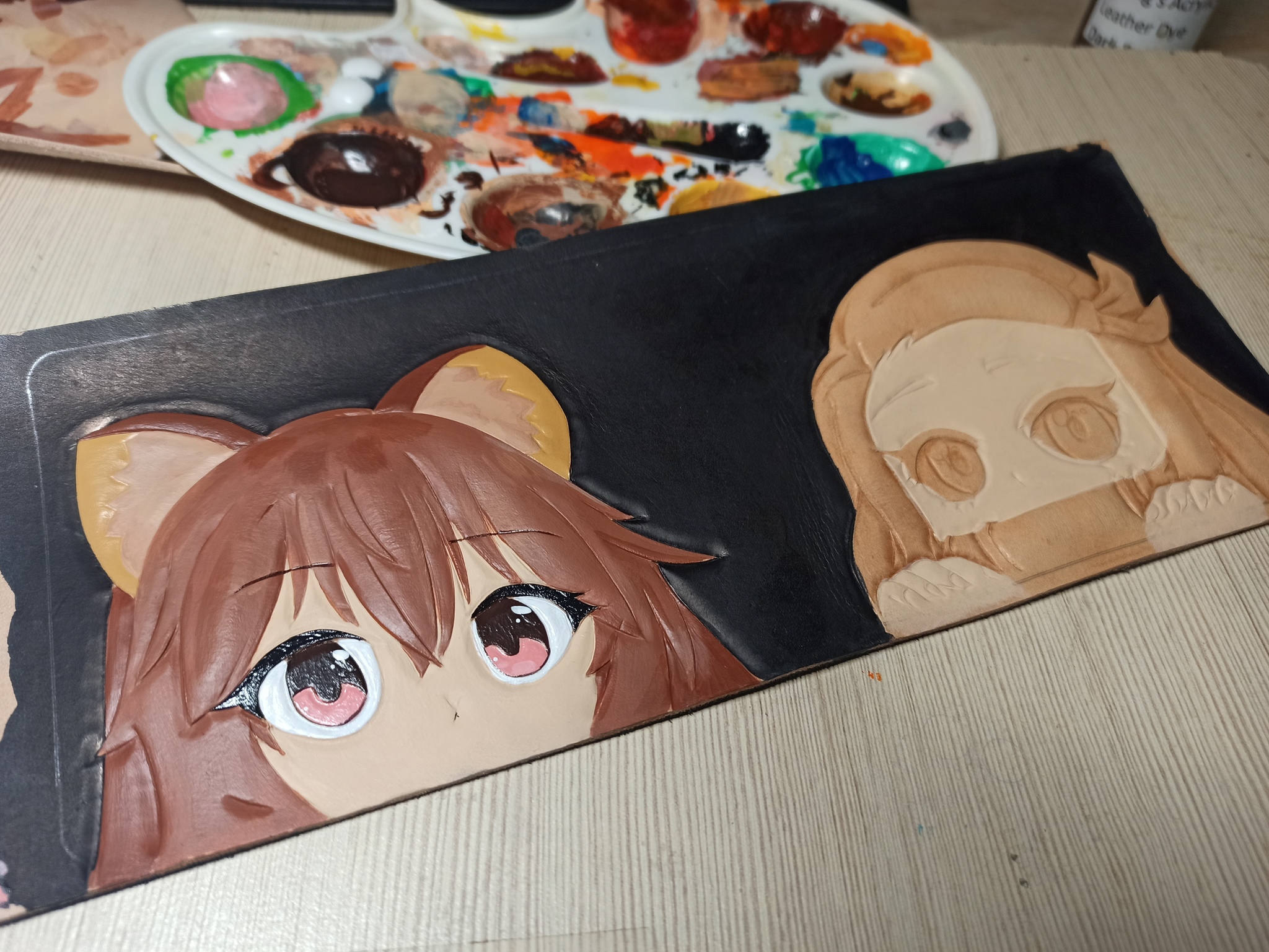 Nezuko and Raphtalia - My, Handmade, Anime, Friday tag is mine, Painting, Longpost