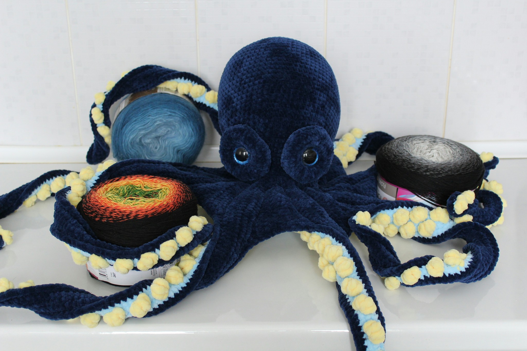 My friend Stepanych - My, Knitted toys, Amigurumi, Octopus, Longpost