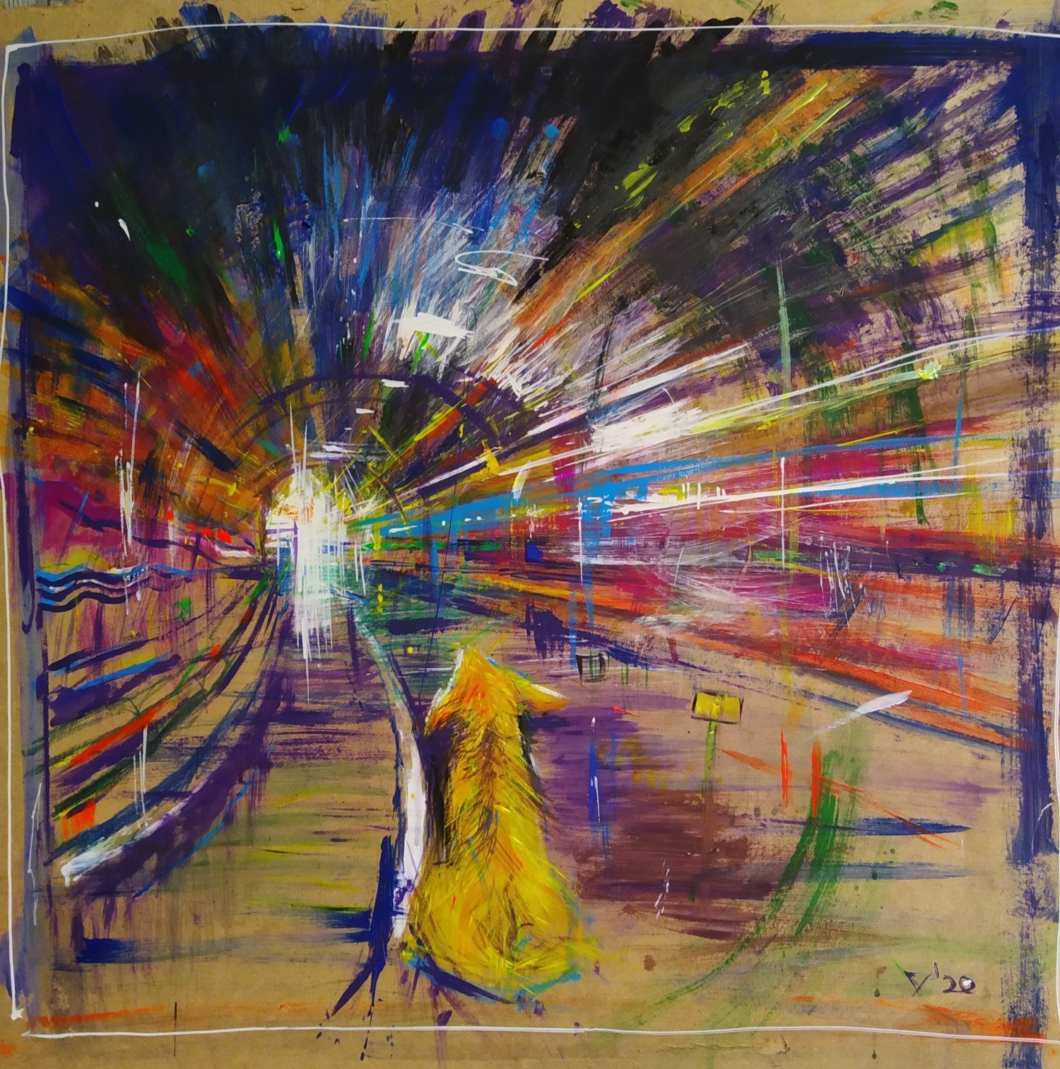 Underground dog - My, Painting, Creation, Subway, Longpost