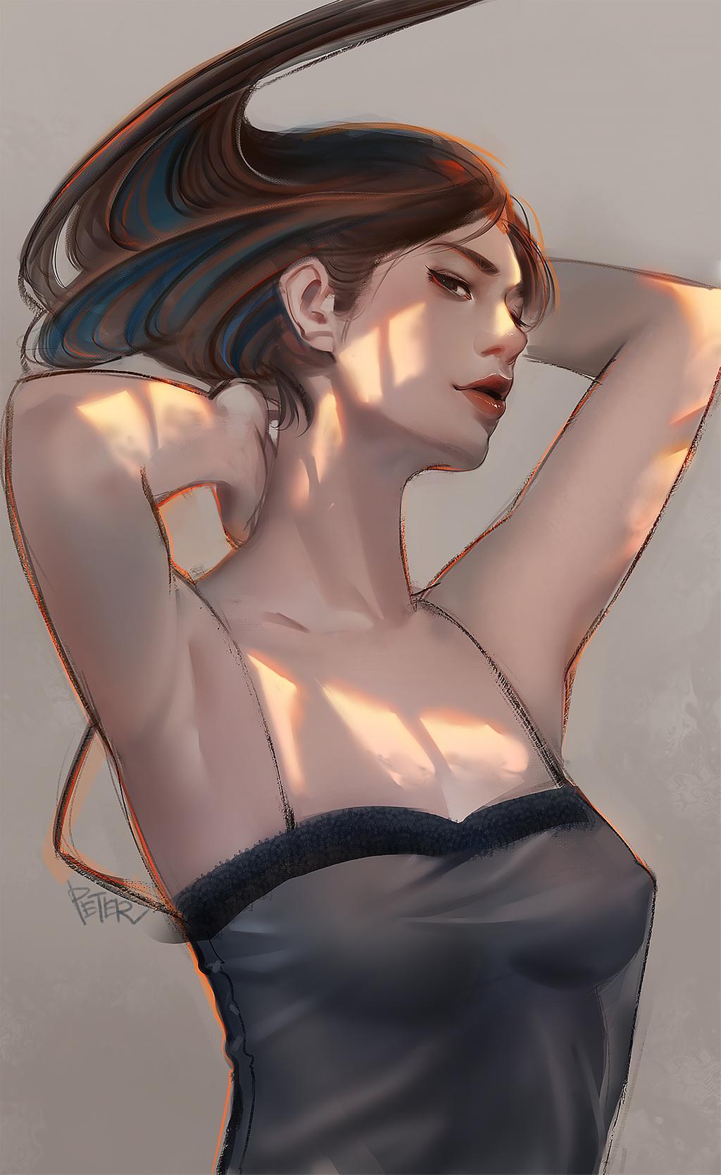 Girls Peter Xiao - NSFW, Art, Erotic, Hand-drawn erotica, Girls, Longpost, Peter Xiao