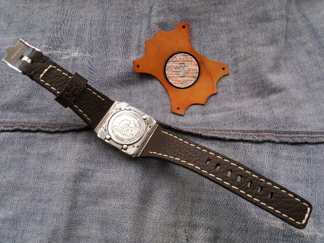 Diesel watch strap or where is the dial???? - My, Strap, Longpost, Leather products, Clock, Needlework with process