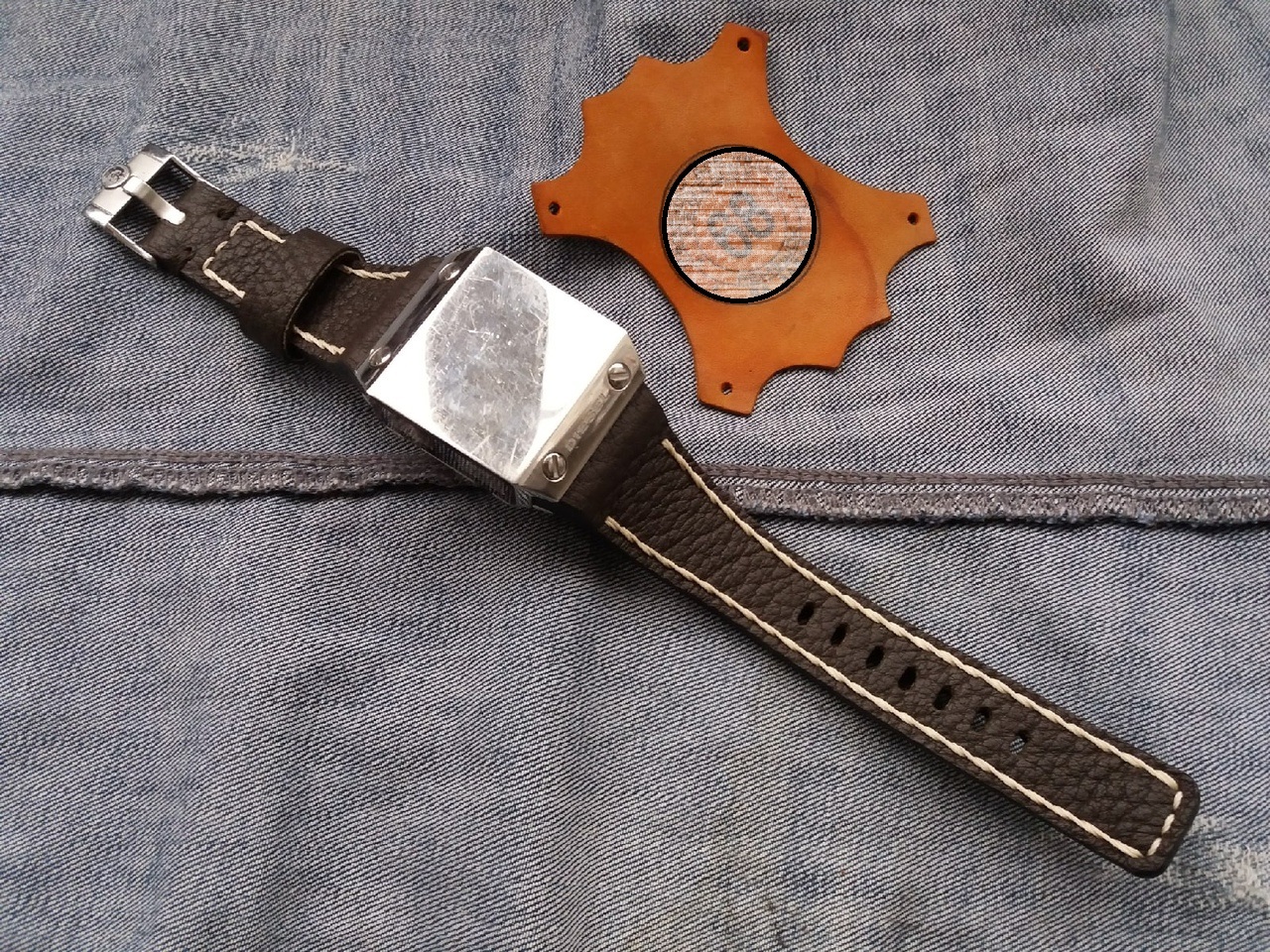 Diesel watch strap or where is the dial???? - My, Strap, Longpost, Leather products, Clock, Needlework with process