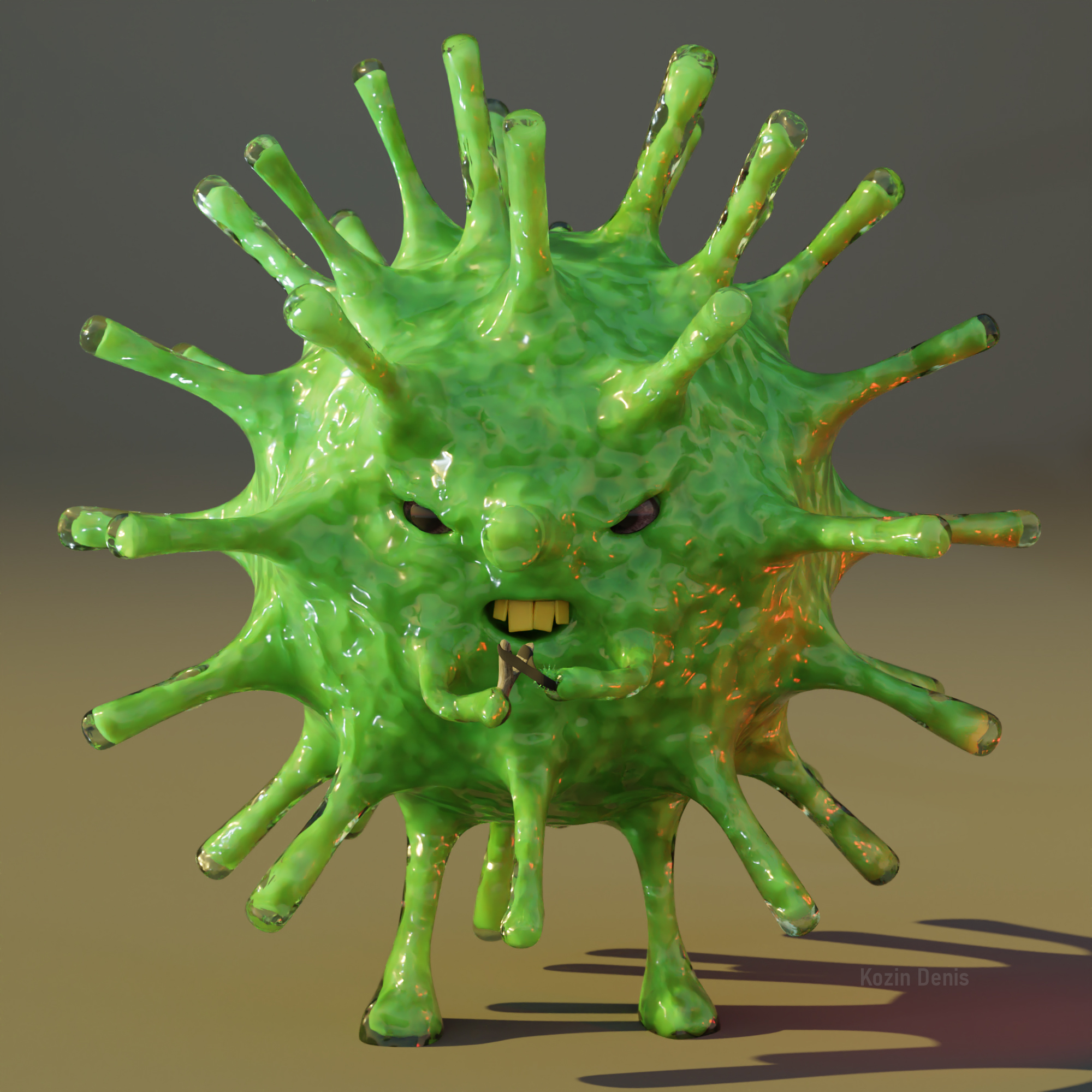 Coronavirus - My, Art, 3D, Blender, Coronavirus, Characters (edit), Concept