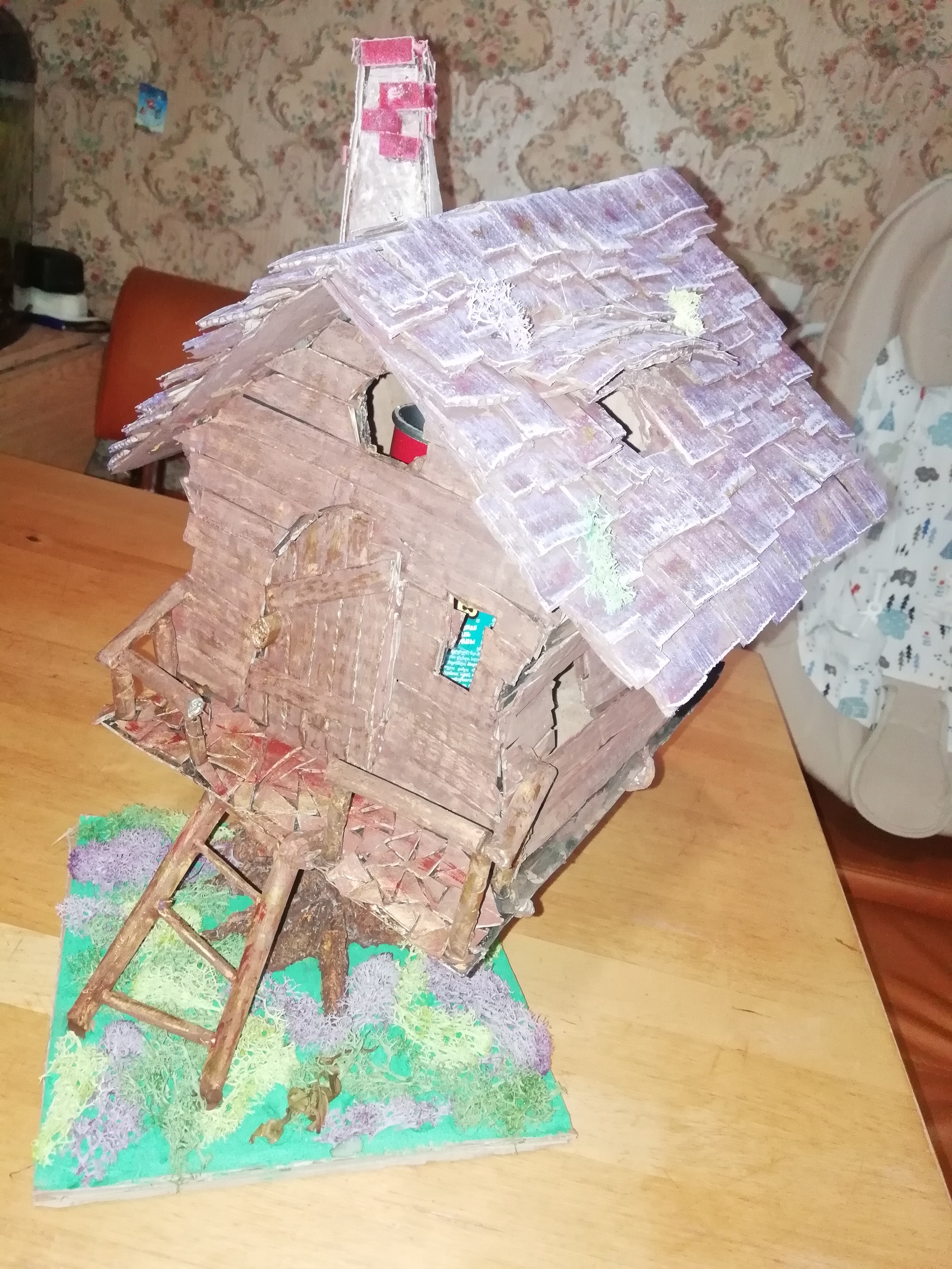 Cardboard house-2 - My, Needlework without process, Papier mache, Longpost