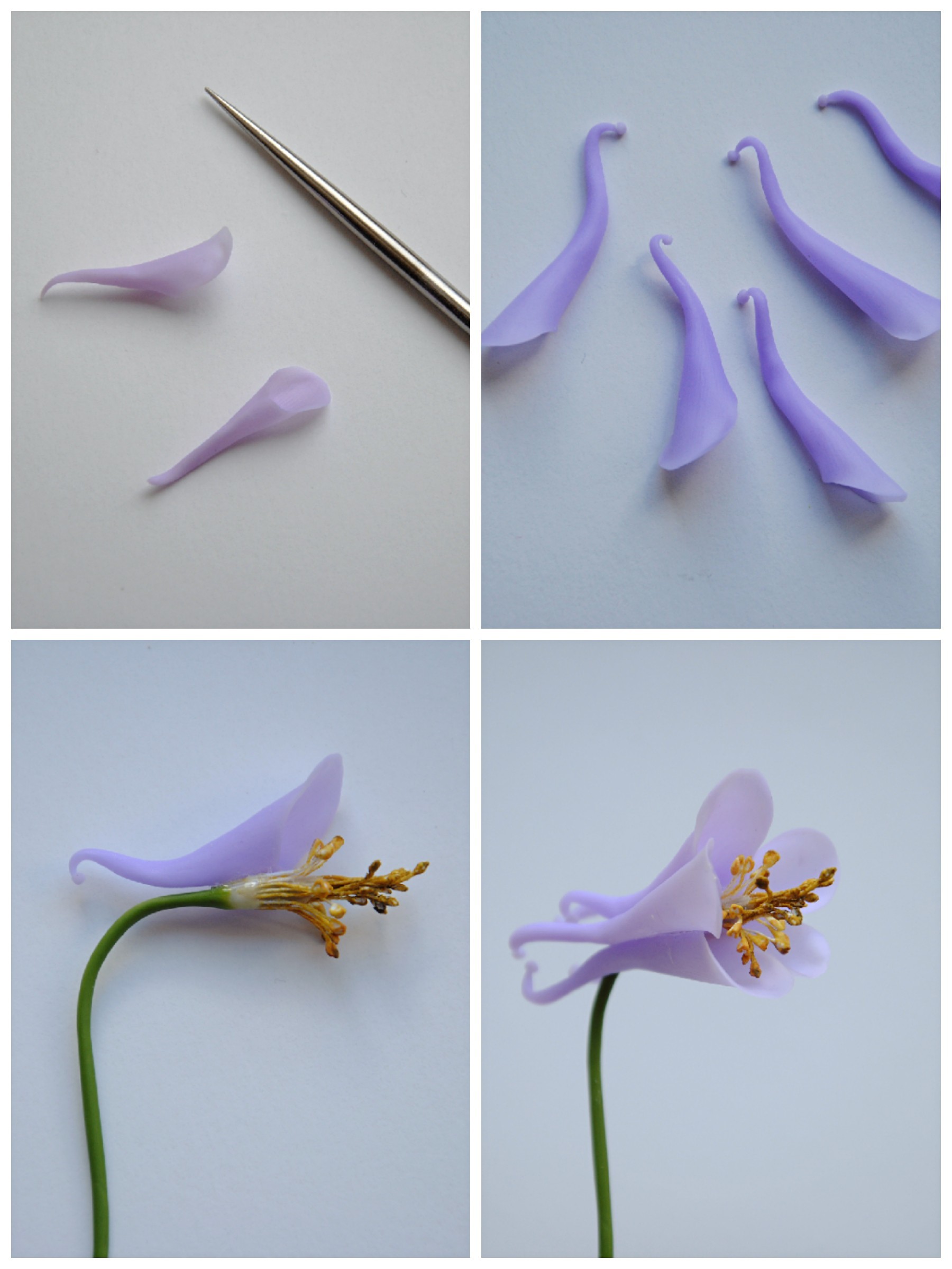 How I sculpted an aquilegia from cold porcelain. MK - My, Needlework with process, Polymer floristry, Longpost, Cold porcelain, Polymer clay, Flowers