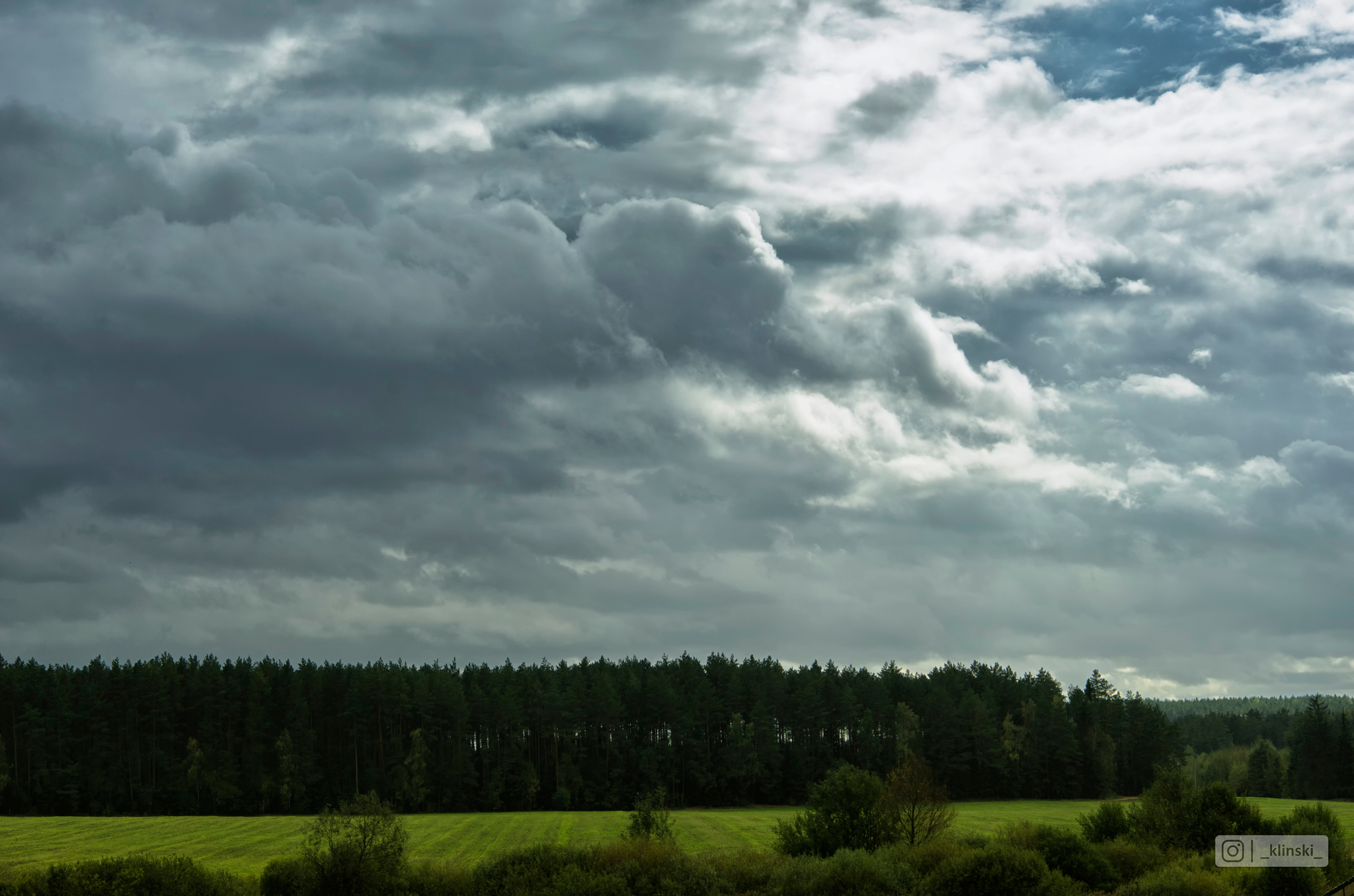 Autumn sky - My, Sky, The clouds, Clouds, Forest, Field, Autumn