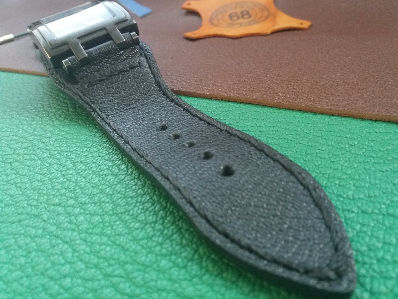 Guess watch strap. Wristband - My, Needlework with process, Longpost, Strap, Wristband, Leather products