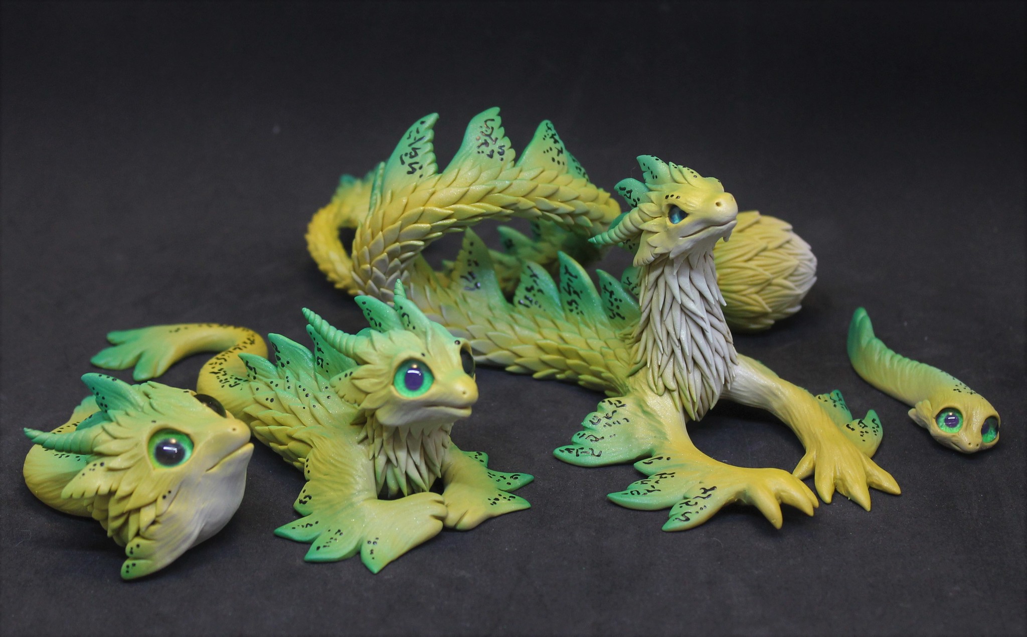 Mangrove Dragon Growth Stages (again) - My, Needlework without process, Лепка, Polymer clay, Handmade, The Dragon, Longpost