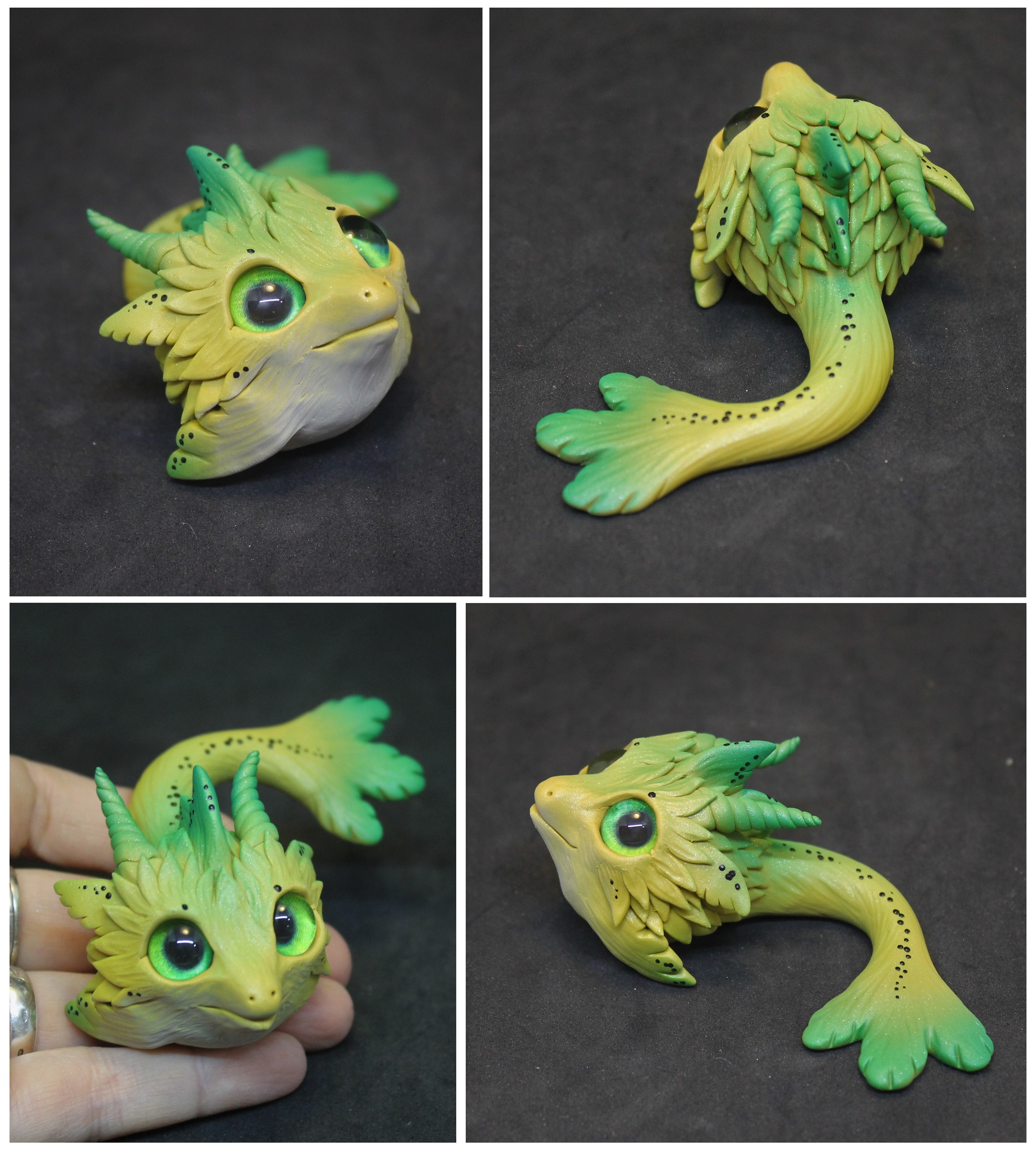 Mangrove Dragon Growth Stages (again) - My, Needlework without process, Лепка, Polymer clay, Handmade, The Dragon, Longpost