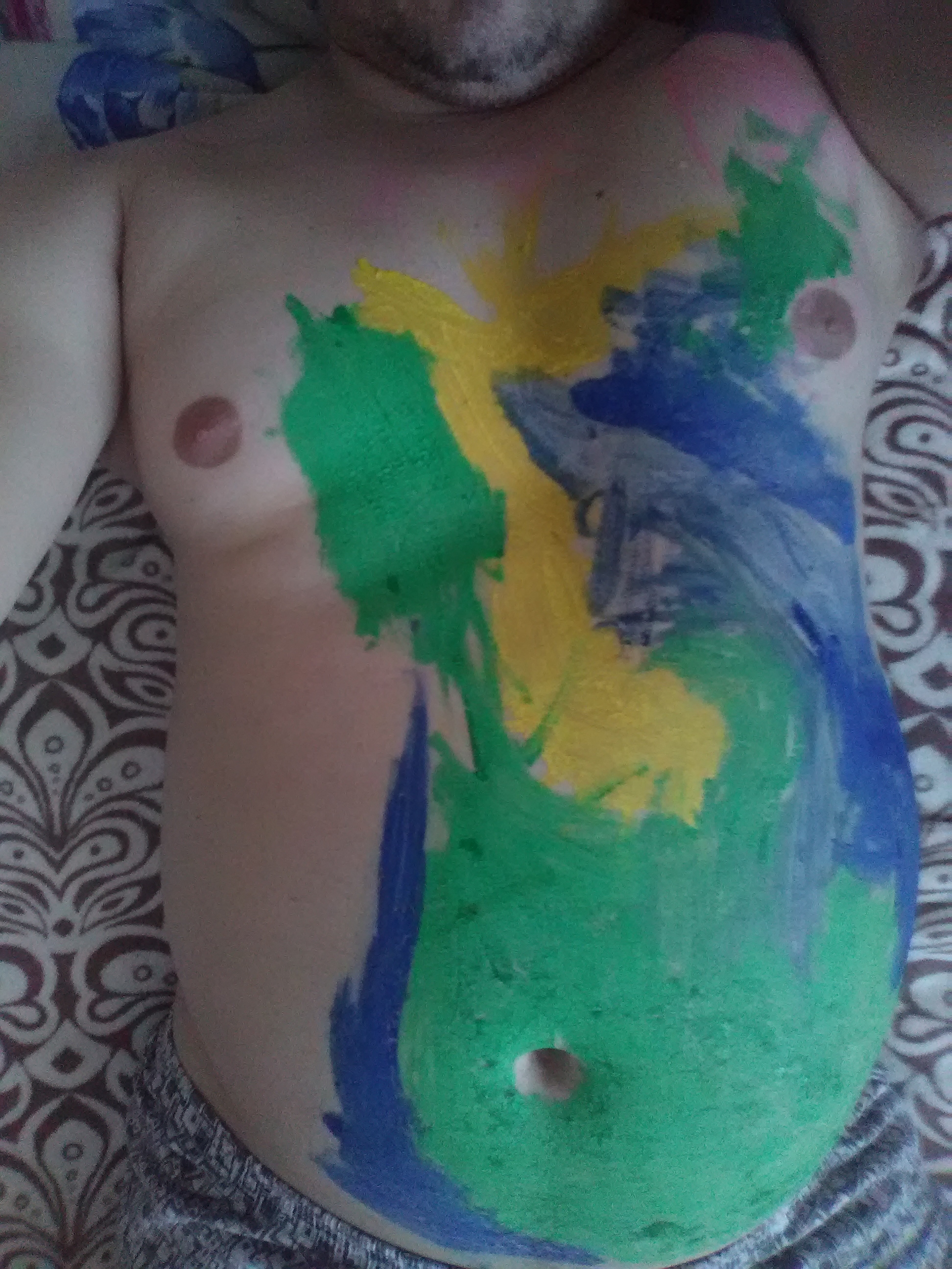 I fell asleep unsuccessfully - My, Painting, Bodypainting, Daughter