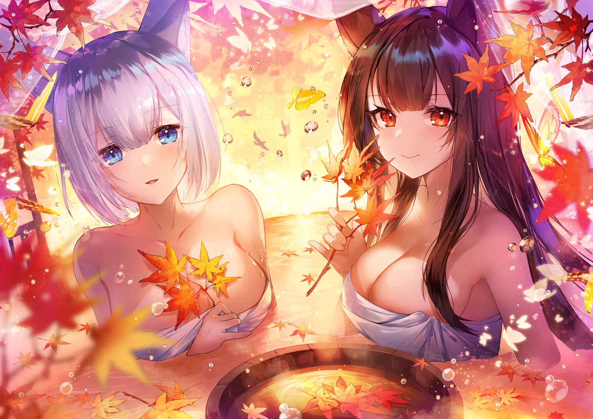 Autumn colors - Azur lane, Akagi, Kaga, Anime art, Anime