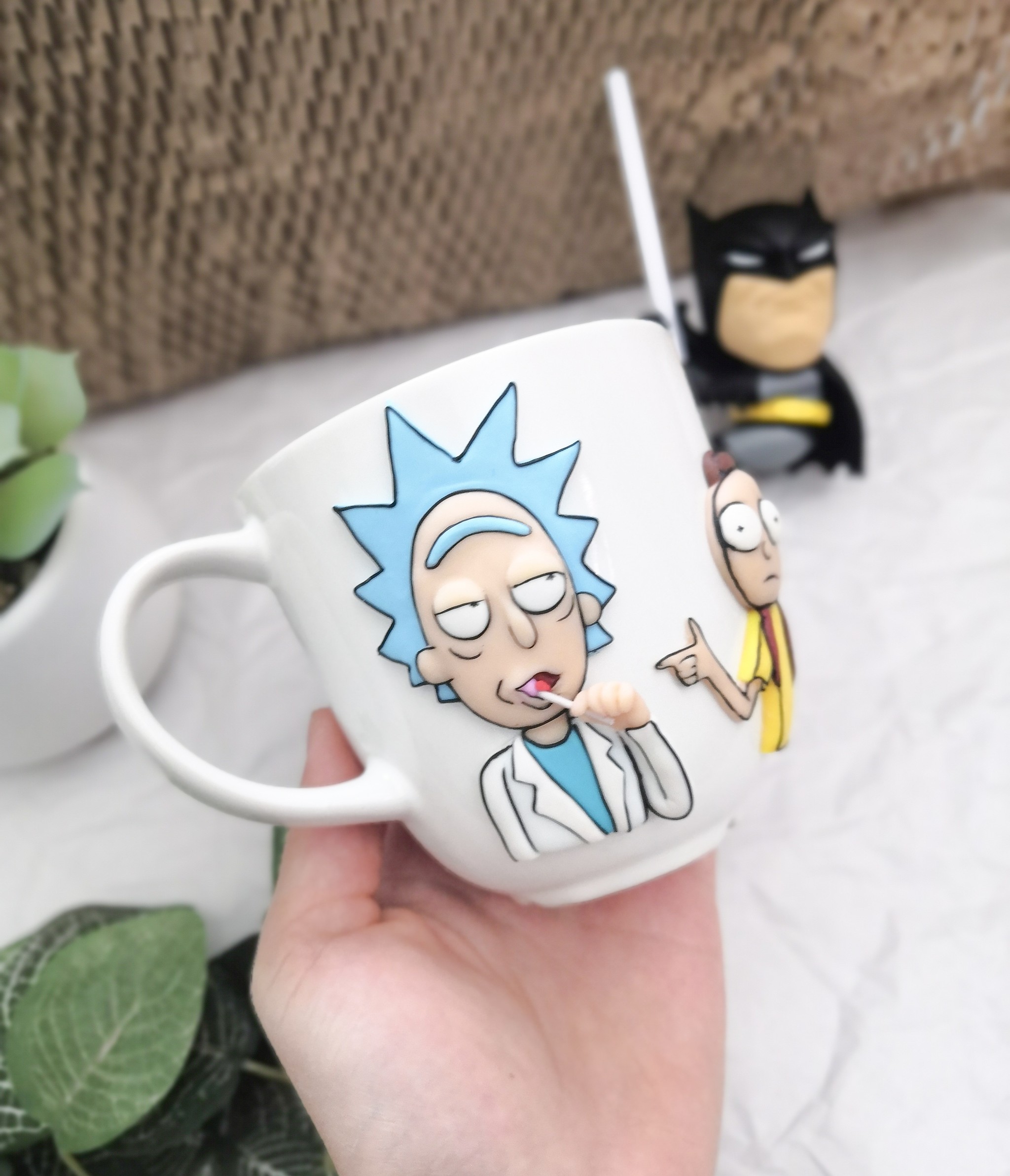 Rick and Morty - My, Rick and Morty, Polymer clay, Needlework without process, Mug with decor, Handmade, Longpost