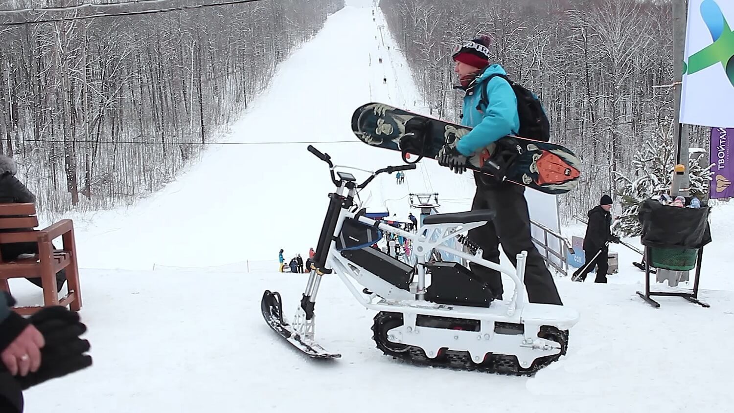 Snowmobile for ski resort_ch2 - My, Snowmobile, All-terrain vehicle, Snowbike, Snowscooter, Motodog, Motorcycle towing machine, Longpost, Video